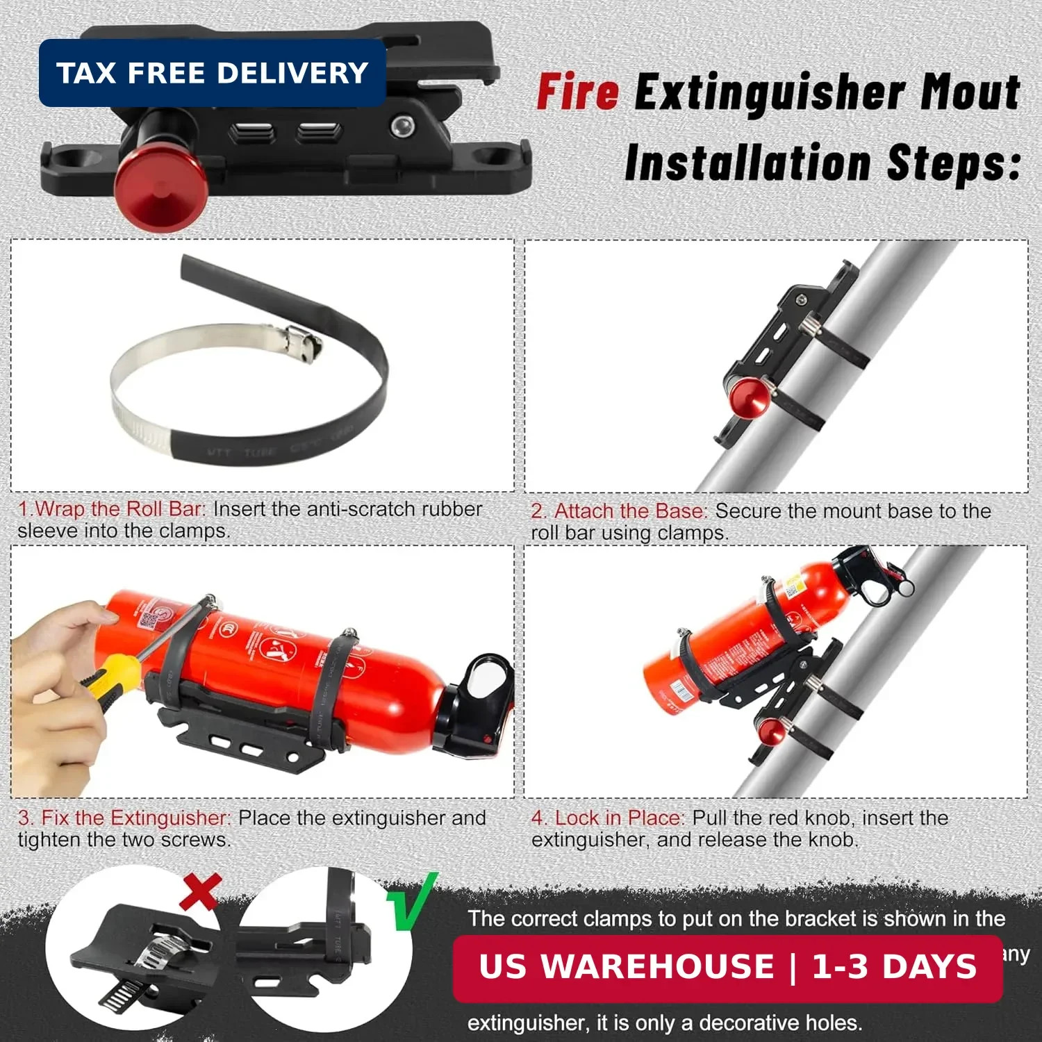 UTV Fire Extinguisher with Mount Kits- Quick Release Roll Bar Fire Extinguisher