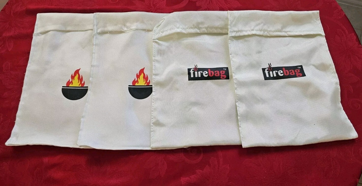 4 Fiberglass Fire Bags 10″ x 14″