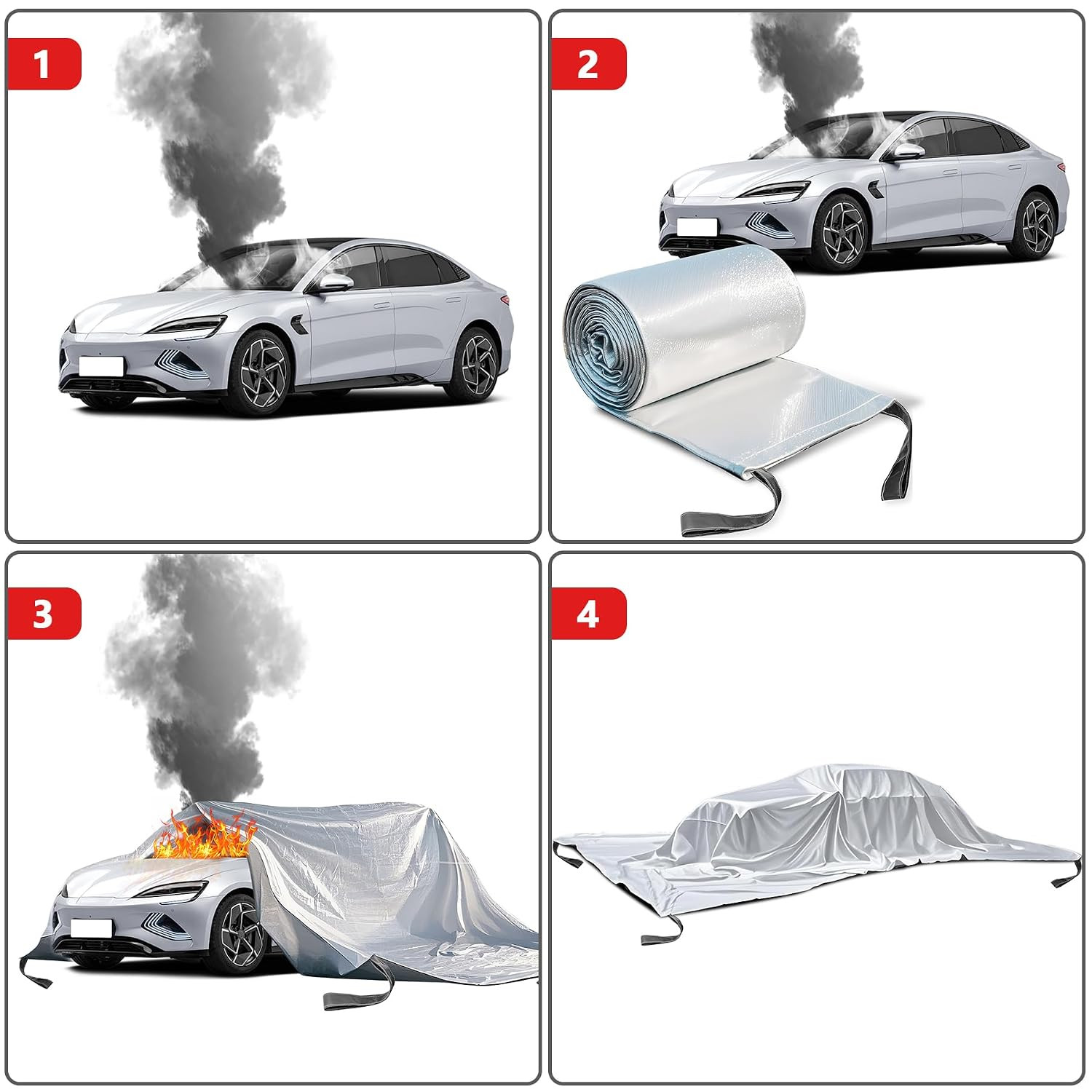 Vehicle Fire Blanket, Emergency Fire Extinguisher Blanket for Car,Survival Safet