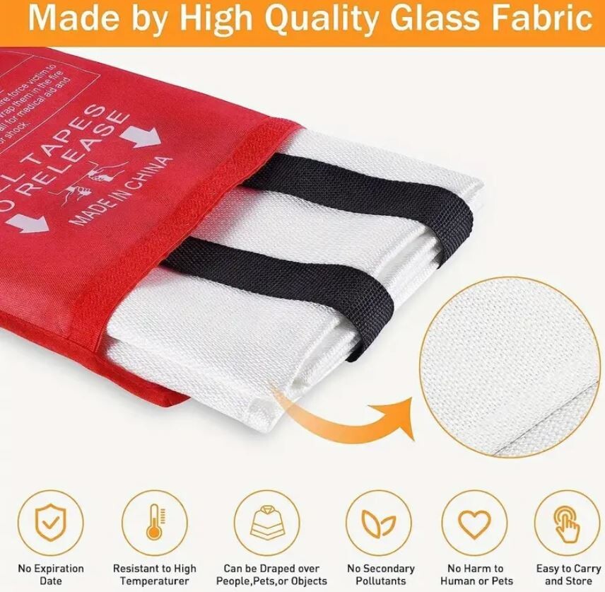FIRE PREVENTION BUNDLE Fiberglass Fire Blanket Pet Alert & Extinquisher Stickers