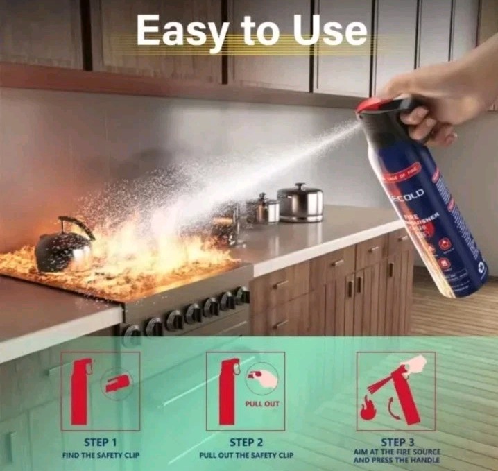 Home Fire Extinguisher, 5-in-1 Water-Base Mini Spray, Anti-Reignition Fire Ex