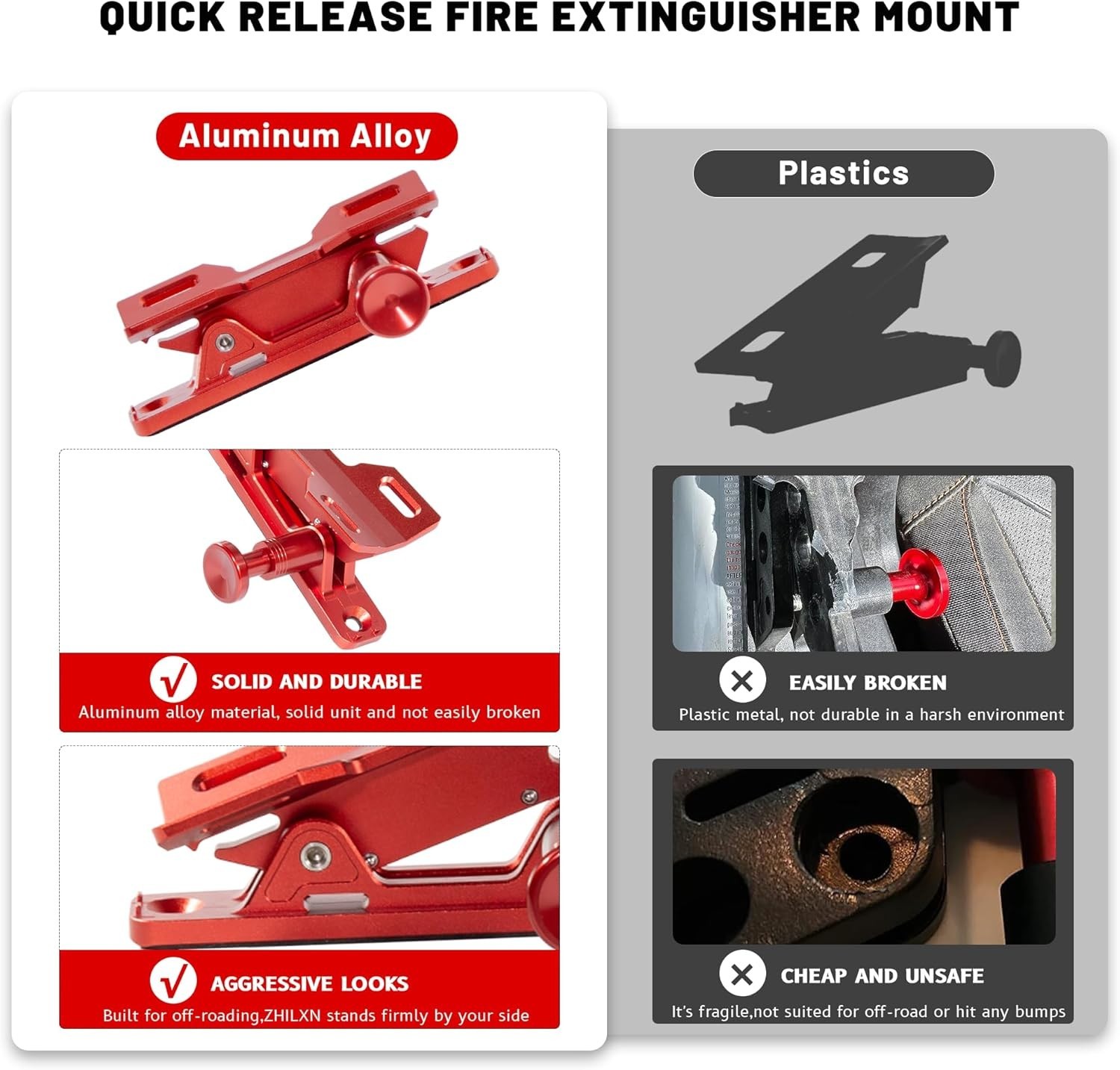 Quick Release Fire Extinguisher Mount Aluminum Adjustable UTV Roll Bar Fire New