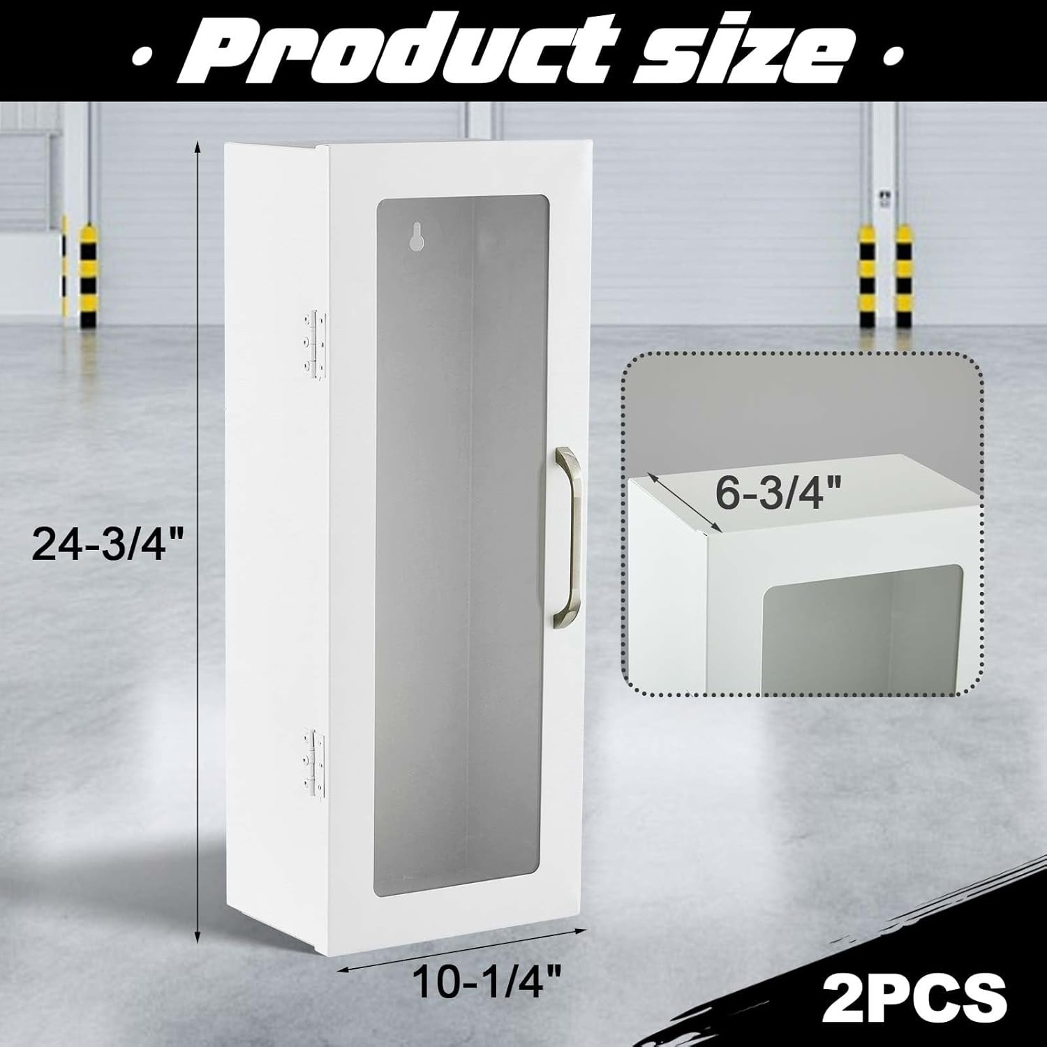 2 Pcs 10Lb Fire Extinguisher Cabinet Wall & Surface Mount 24-3/4 H X 10-1/4 W X