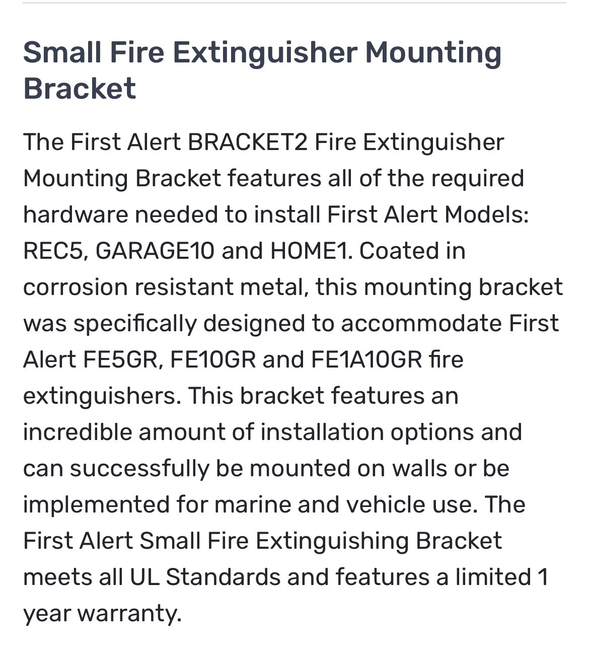 First Alert Small Fire Extinguisher Mounting Bracket – BRACKET2 NEW IN BOX