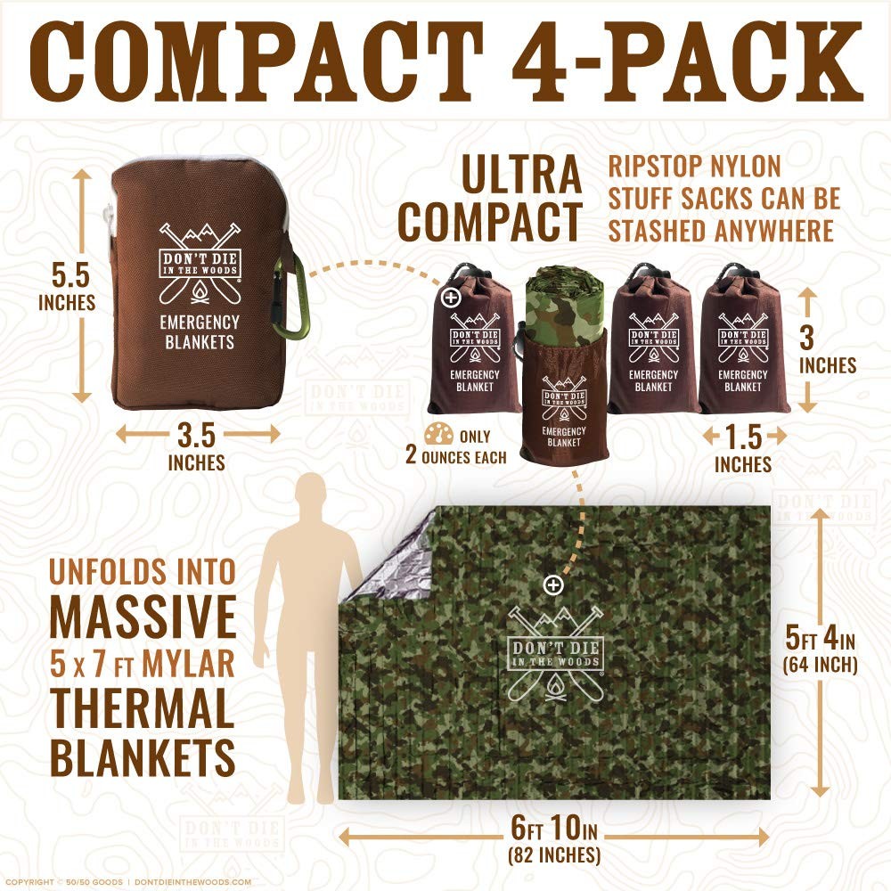 – Freakin’ Huge Emergency Blankets [4-Pack] Extra Large Thermal Mylar Space B…