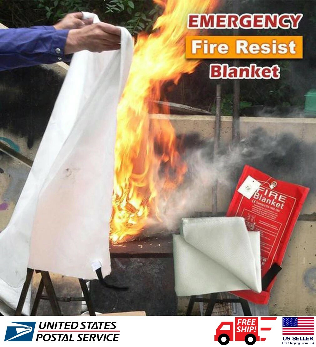 1m² Emergency Fire Blanket Quick Release In Case For Home Office Car US STOCK