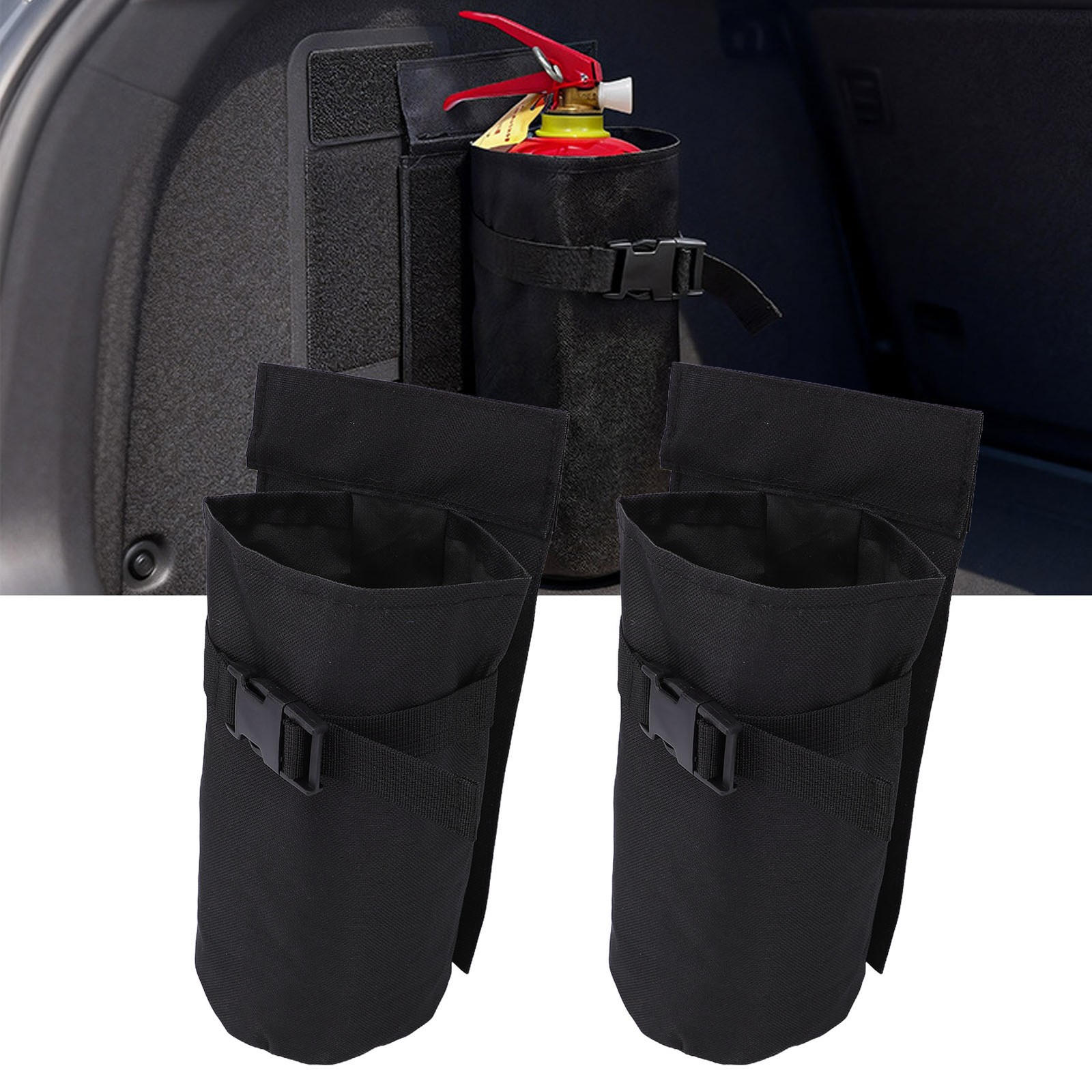 2PCS Car Fire Extinguisher Bag 600D Oxford Cloth Fire Extinguisher Holder Trunk