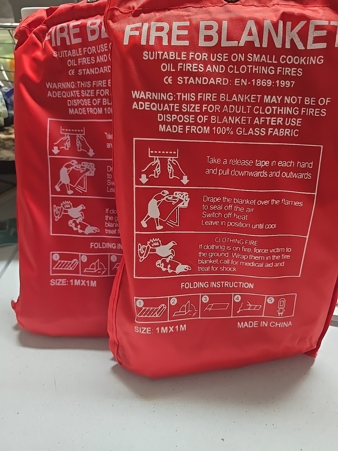 2 PACK FIRE BLANKET Fiberglass Emergency Home Retardant Prepared 39”x39”.