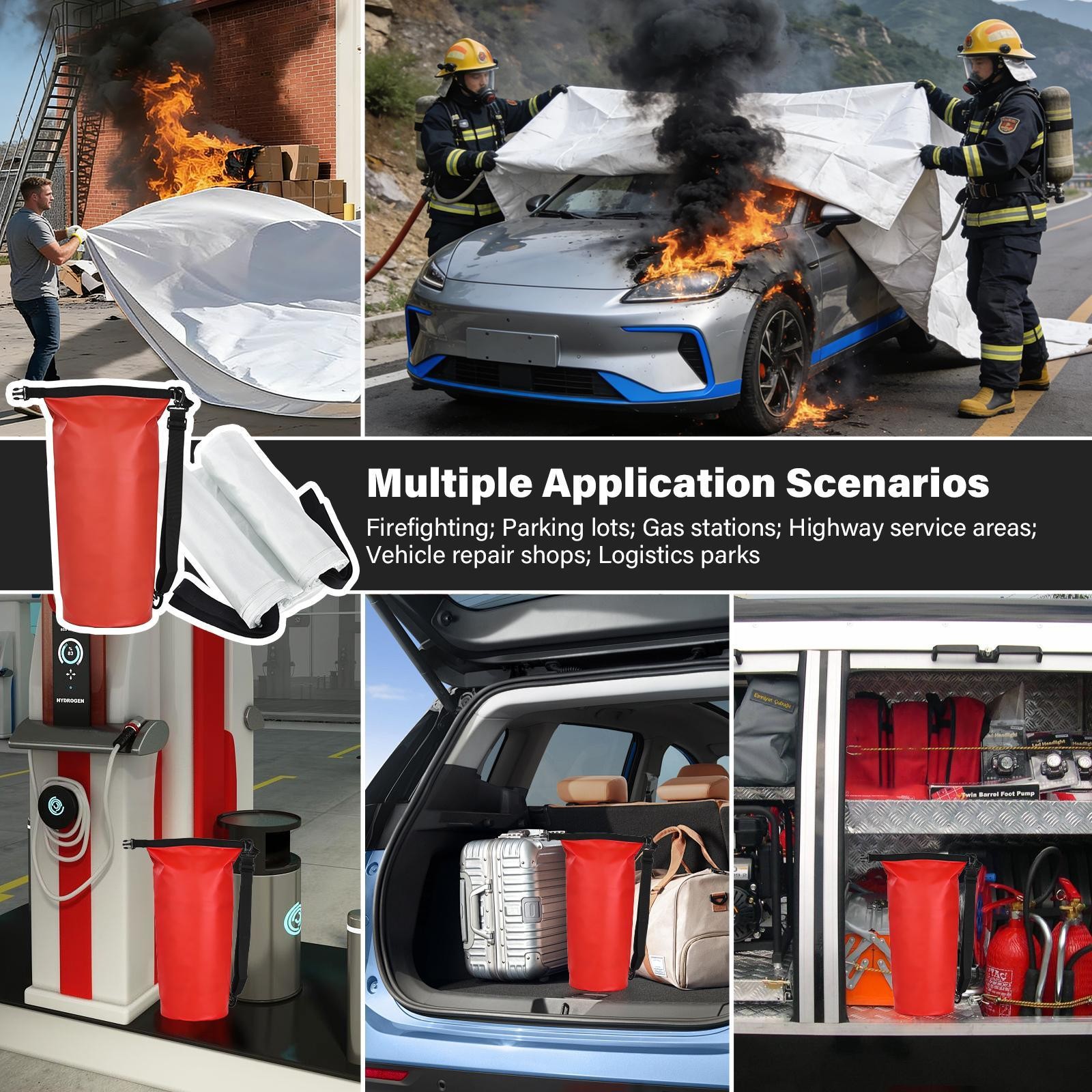 Car Fire Blanket, Emergency Fireproof Blanket for Vehicle, Truck, Motor Vehicle