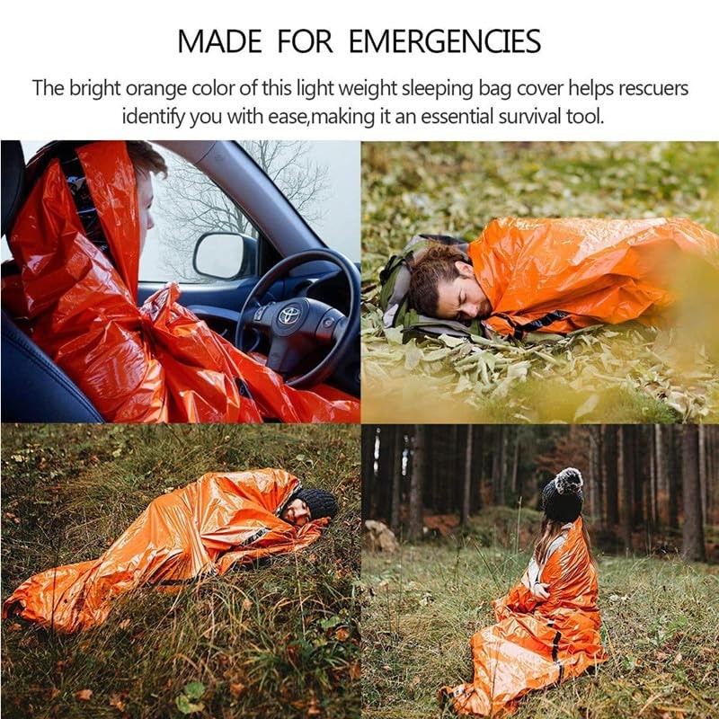 Emergency Thermal Sleeping Bag, Survival Bivvy Sacks Blanket with Whistle, Wa…