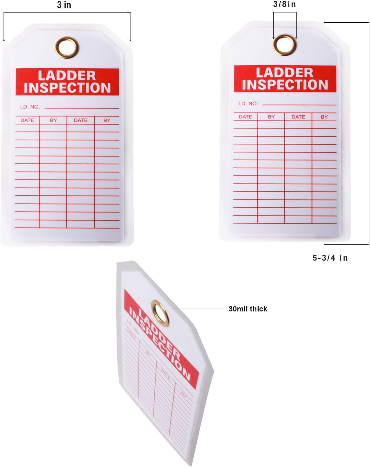 Ladder Safety Inspection Tags, Accident Prevention Tag, Double-Sided Inspection