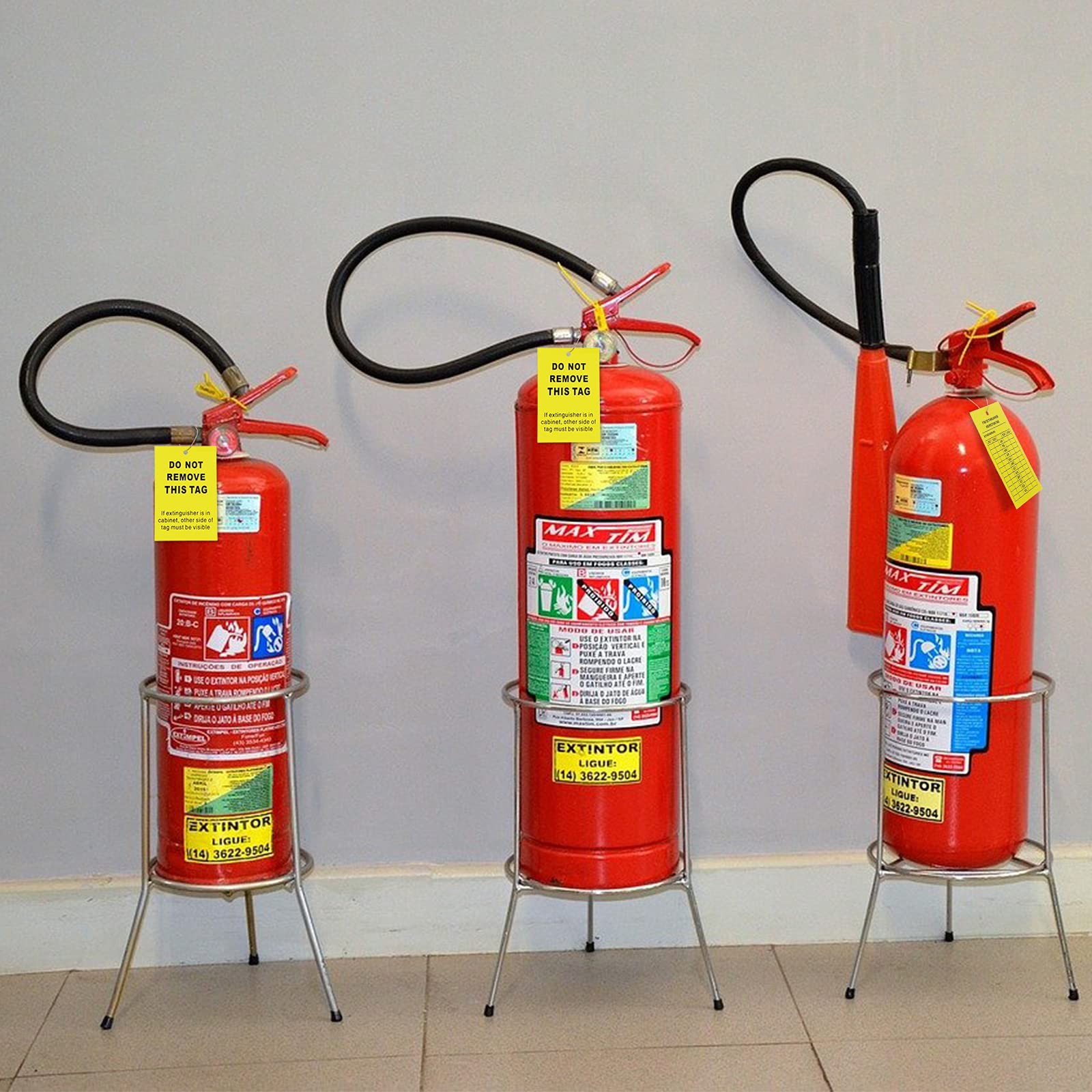 Monthly Fire Extinguisher Inspection Tags Record 4-Year 3.26 x 5 inch, Yellow