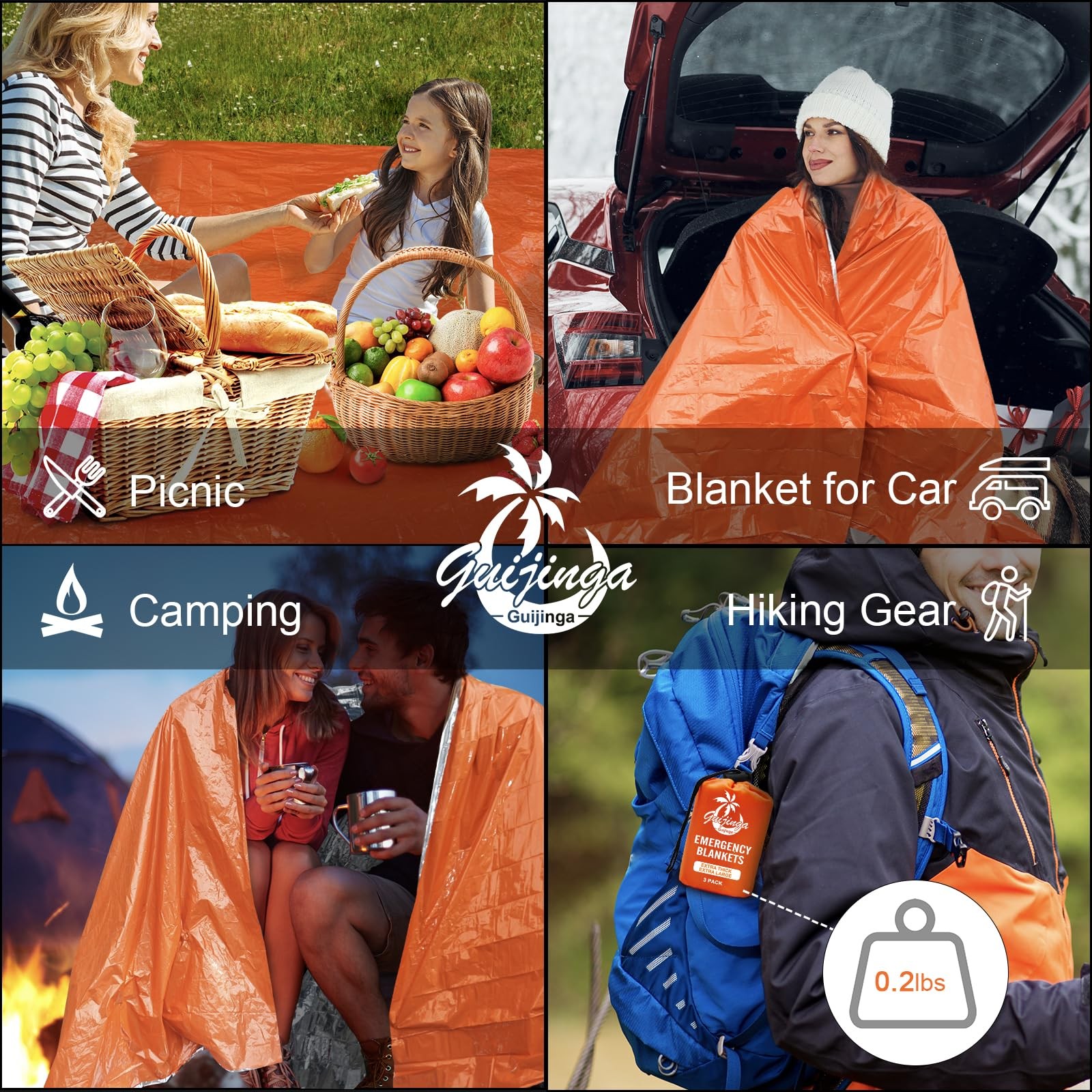 3-Pack Emergency Blanket, Extra-Thick Extra-Large Survival Blanket, Thermal R…