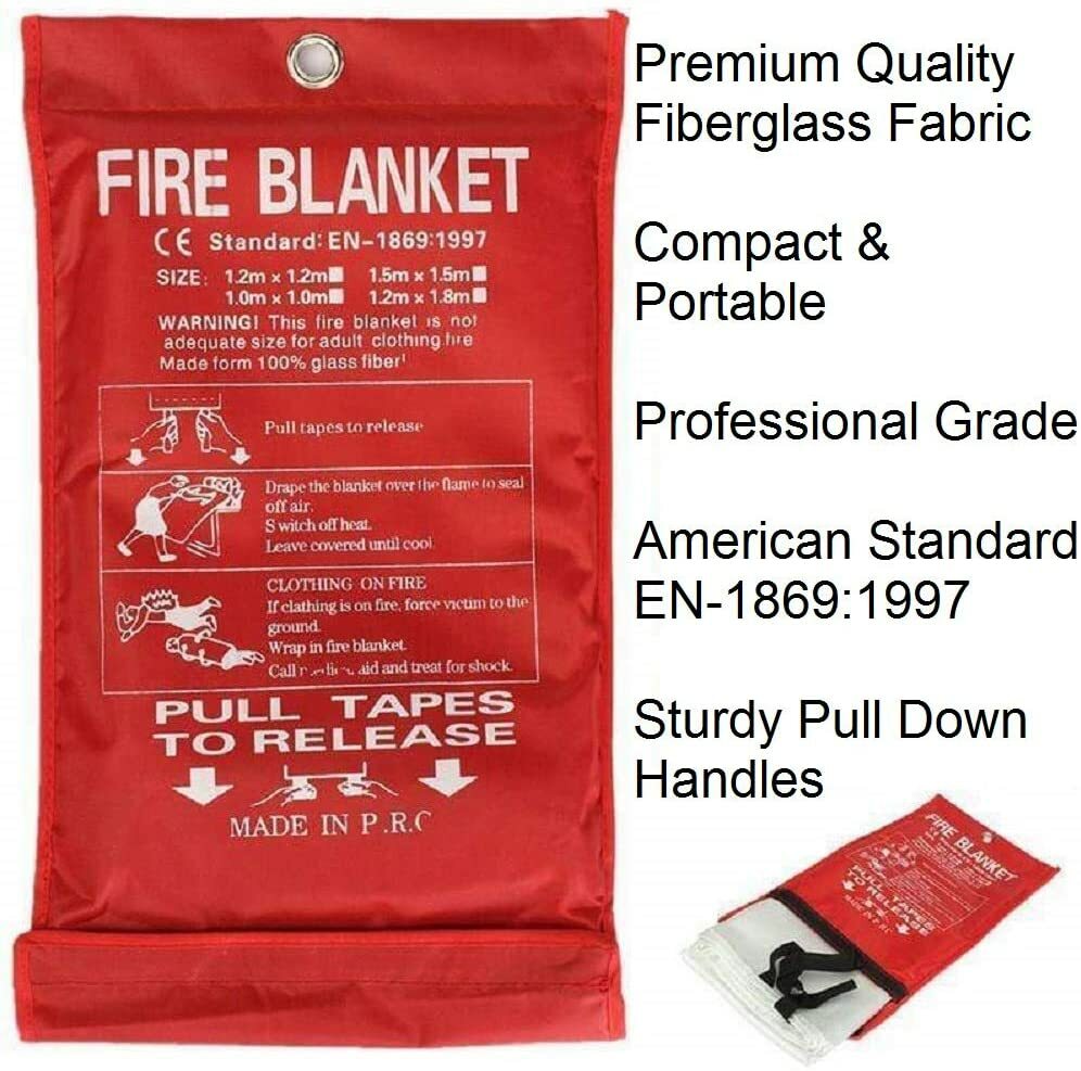 2 Pack Emergency Fire Blanket Survival Safety Fiberglass White Easy Use