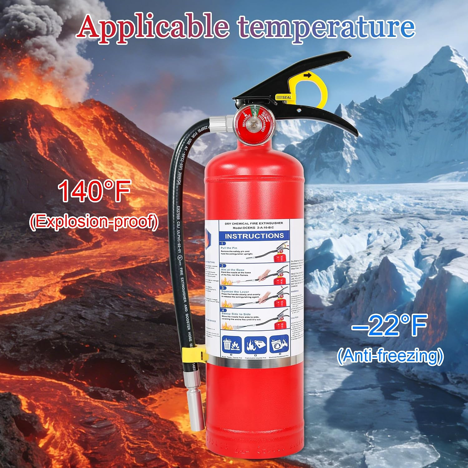 5 Lb ABC Dry Chemical Fire Extinguisher with Wall Mount, 2A:10B:C Rated | All-Me