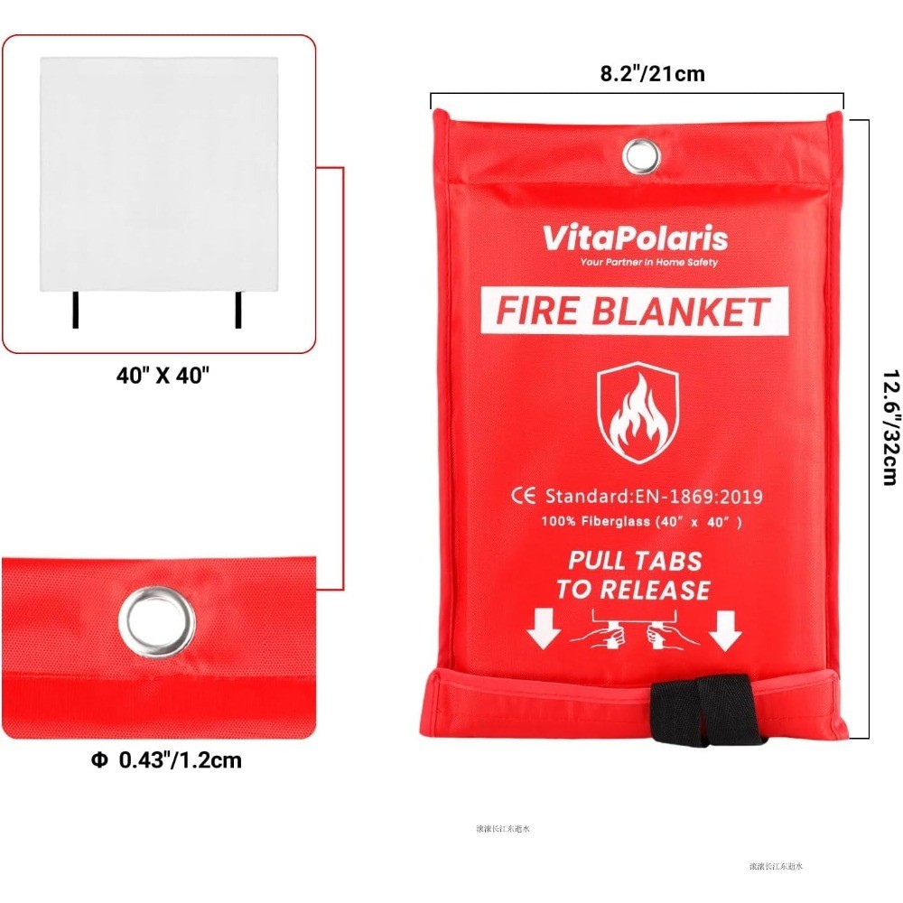 Heavy-Duty Emergency Fire Blanket, 2 Pack – Fireproof Fiberglass Blanket for