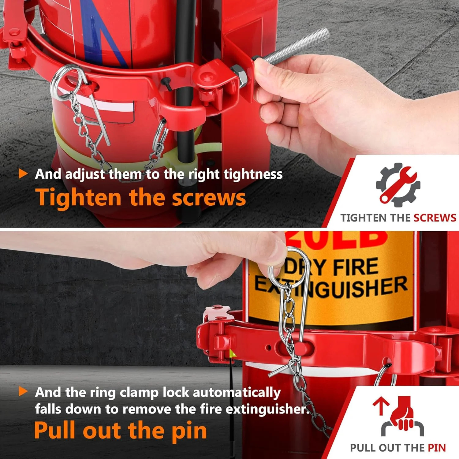 Heavy Duty Vehicle Bracket,Fire Extinguisher Brackets&Mounts-St12 Steel Red, Fit