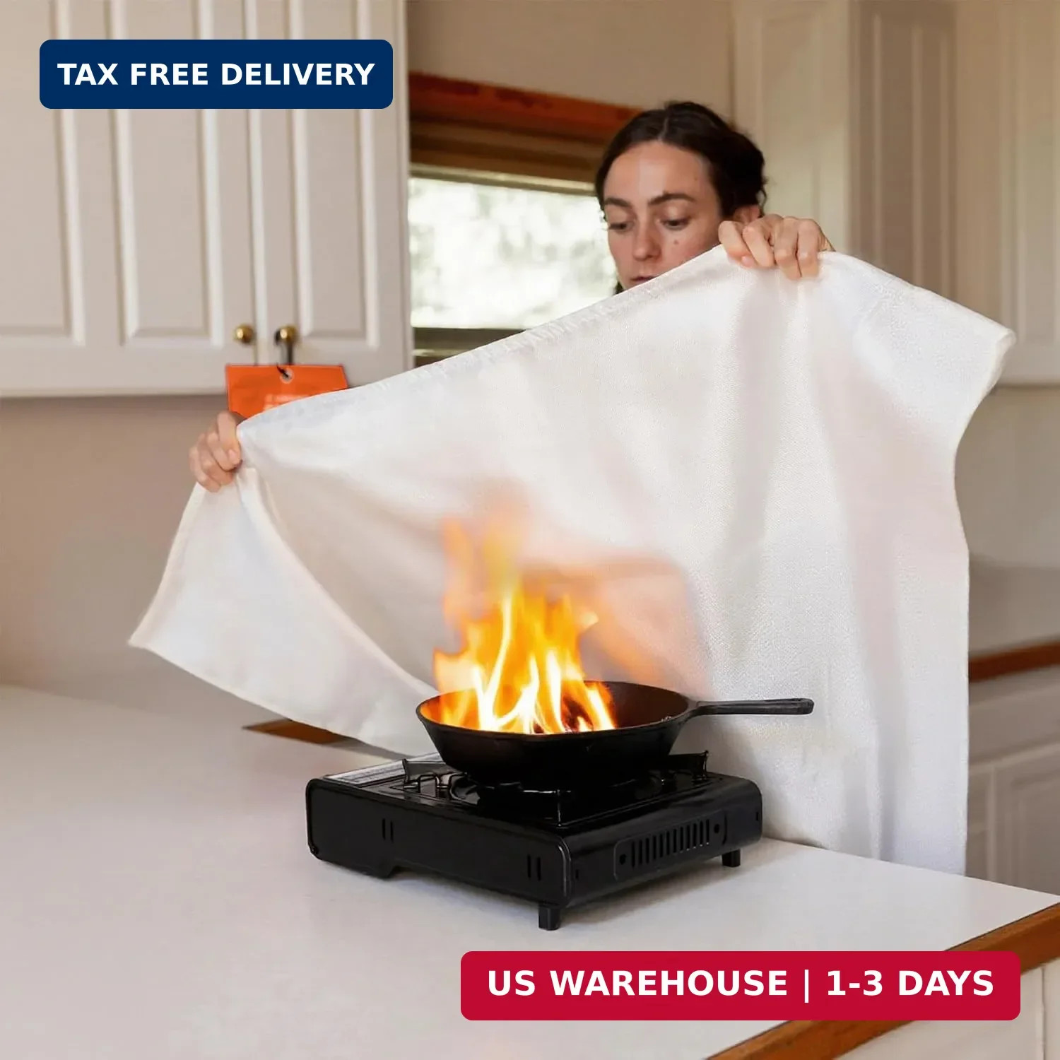 Emergency Fire Blanket 4 Pack 40″x40″, Essential Fire Safety Blanket for Kitchen