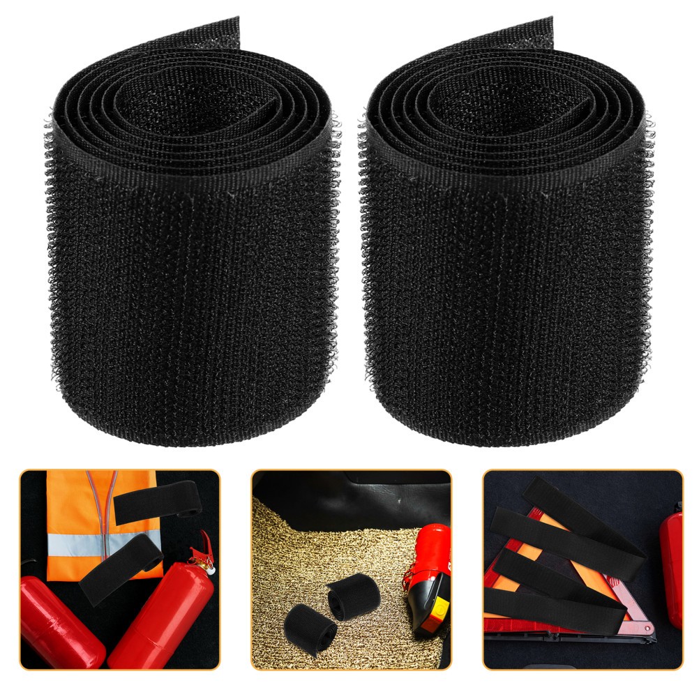 2Pcs Car Fire Extinguisher Fixing Straps Adhesive Reusable Durable Fabric Black