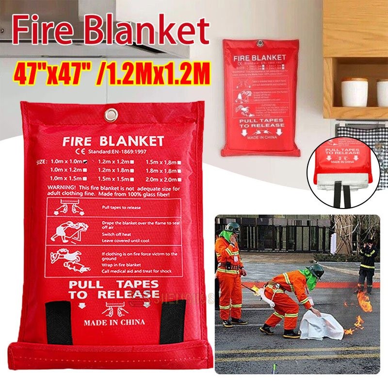 X-Large Fire Blanket Fireproof For Home Kitchen Office Caravan Emergency Safety