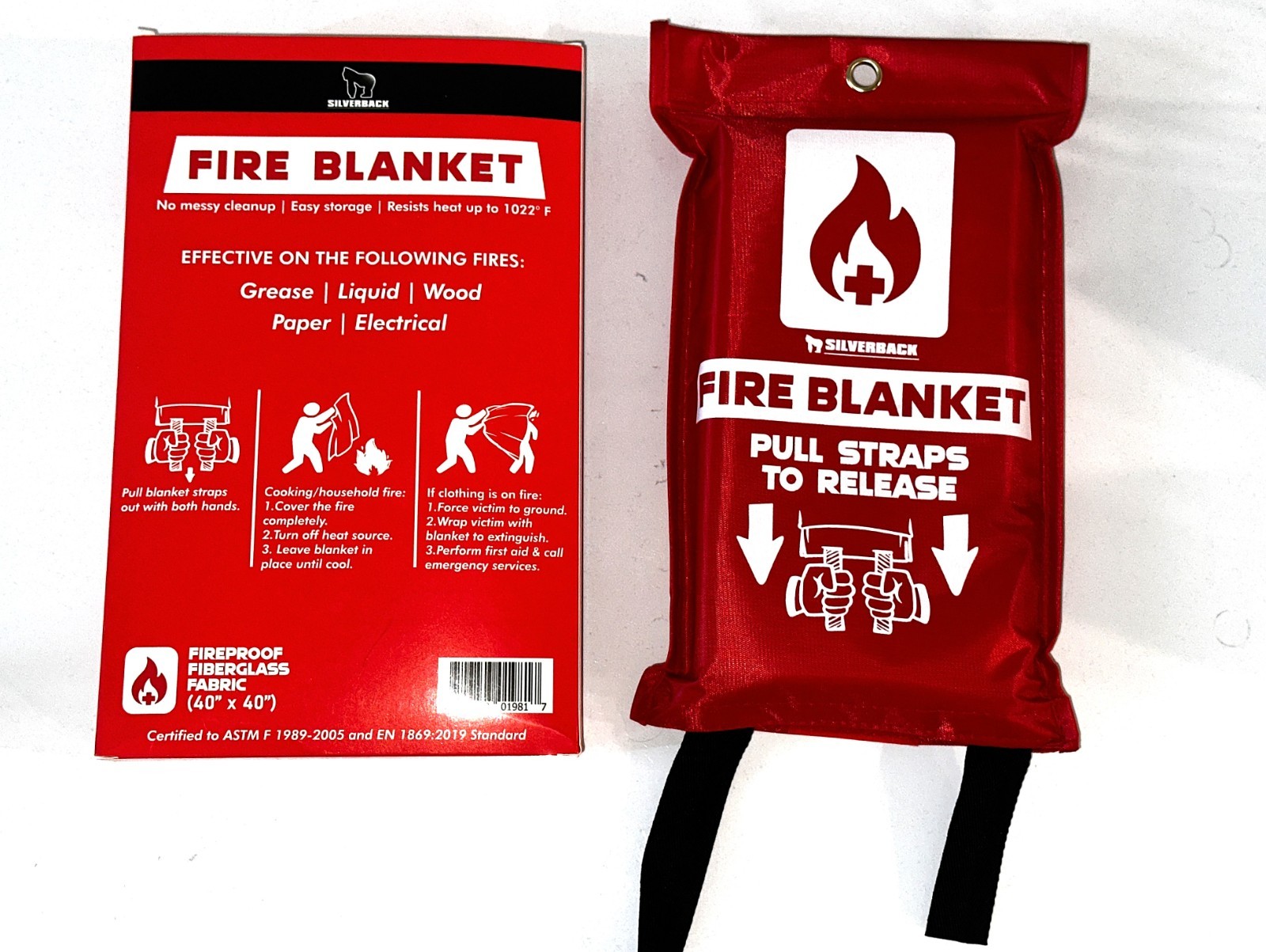 Silverback Fire Blanket – 100% Fiberglass Fabric 40”x40”