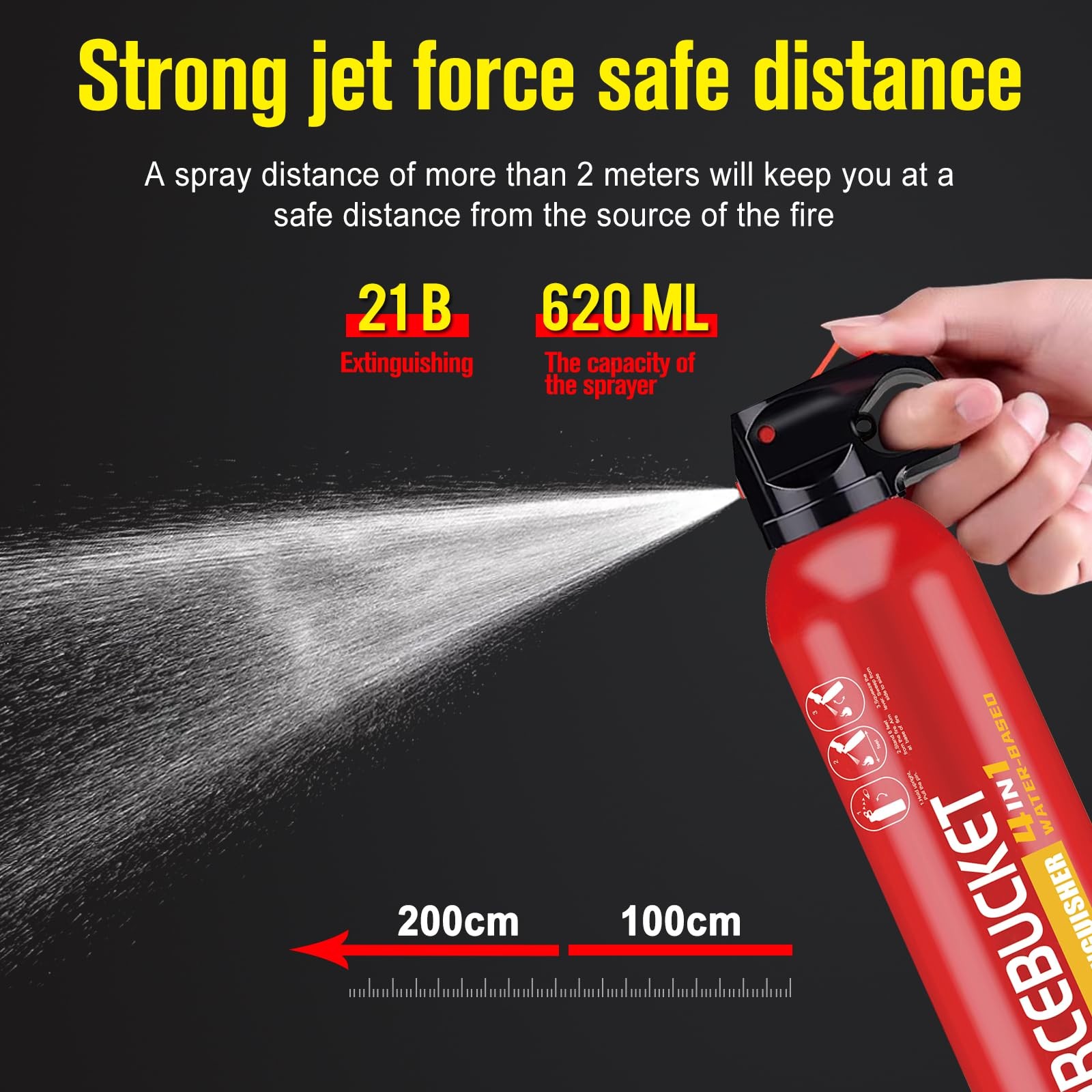 4in1 Portable Fire Extinguisher 2 Pack Spray Home Garage Kitchen Car Wall Mount