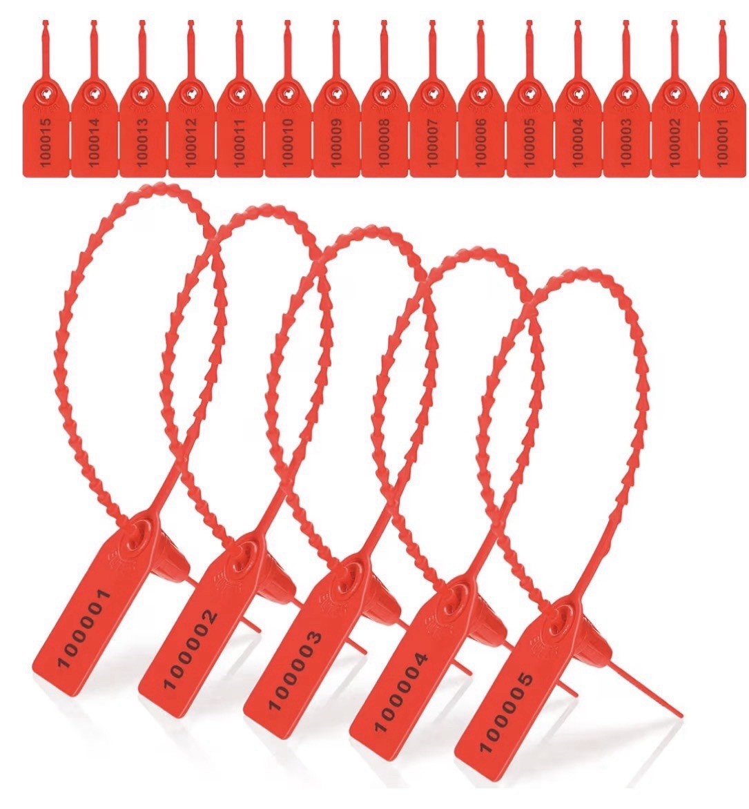 1000 Roowest Plastic Tamper Seals Red 250mm Numbered Security Tags Fire Safety