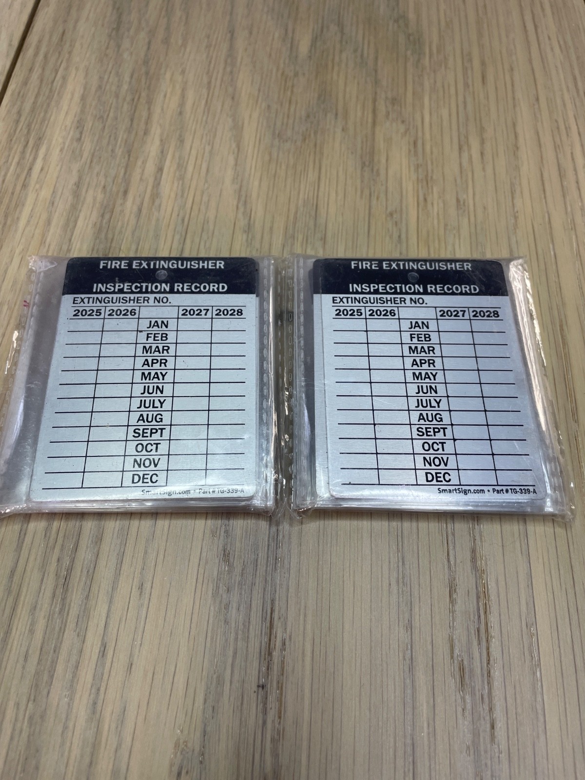 METAL FIRE EXTINGUISHER 4-YEAR INSPECTION TAGS…2025-2026-2027-2028 (lot of 20)