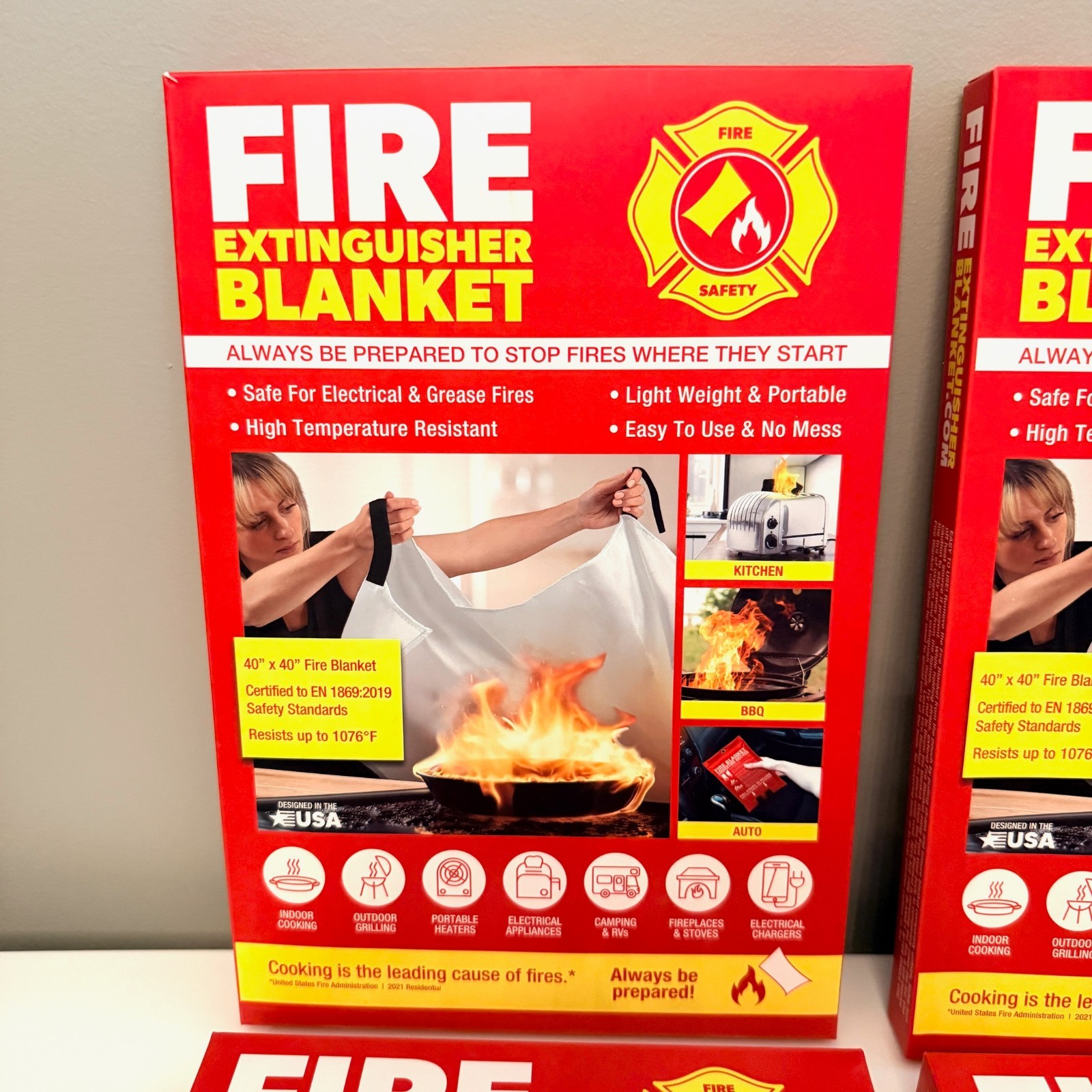 KLEAR CONCEPTS FIRE EXTINGUISHER BLANKET 40″ X 40″ FLAME RETARDANT NEW LOT X4