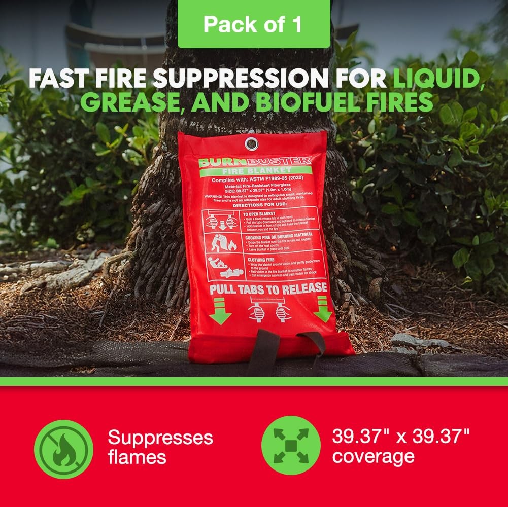 Emergency Fire Blanket – ASTM Certified Fire Suppression Blanket for Home, Ki…