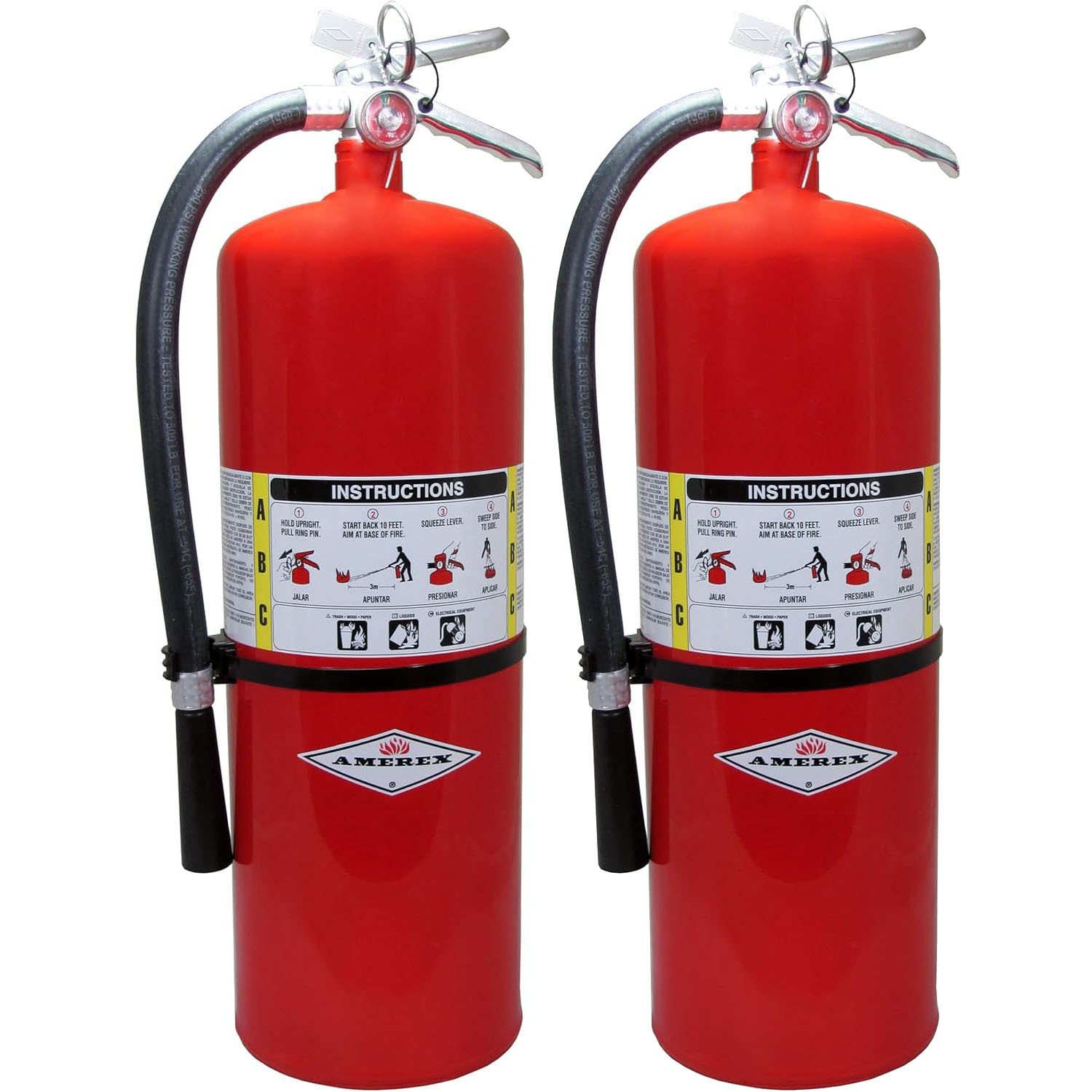 Amerex A411 20 lbs ABC Dry Chemical Fire Extinguisher with Wall Hanger – 2 Pack