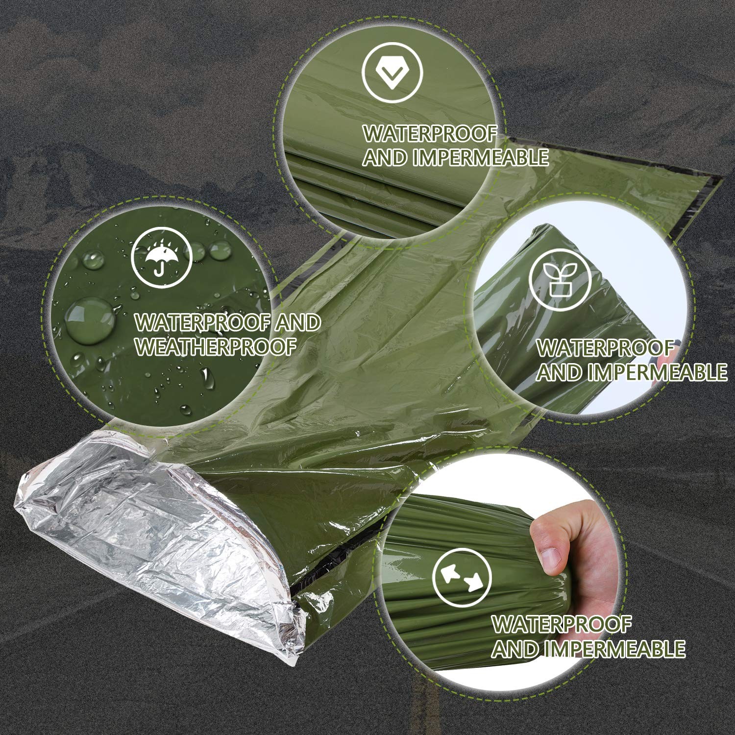 Emergency Sleeping Bag Survival Bivy Sack Use as Emergency Blanket Lightweigh…