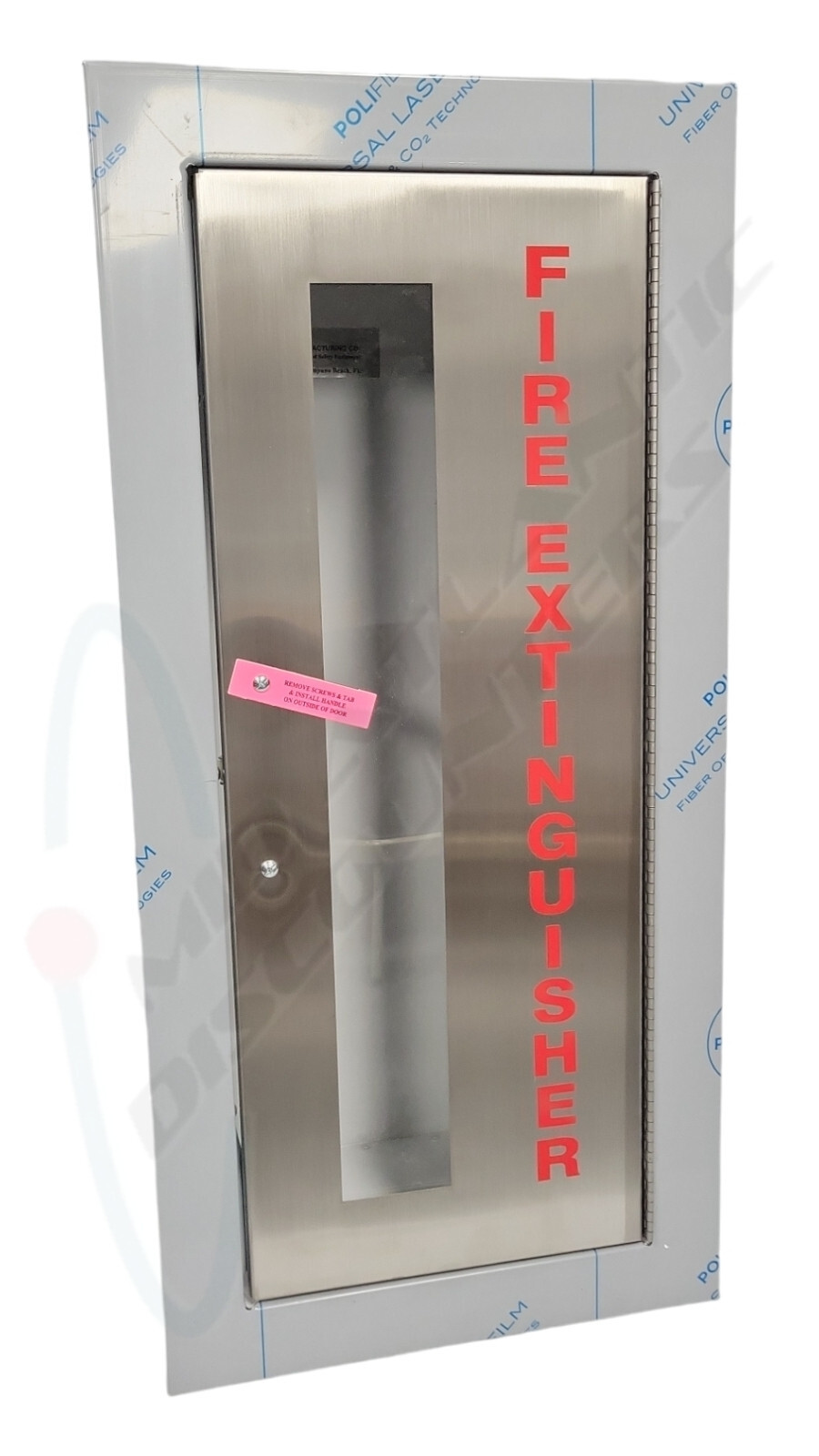 Larsen’s 10 lb Recessed Stainless Steel Fire Extinguisher Cabinet SS2409-R2-VD