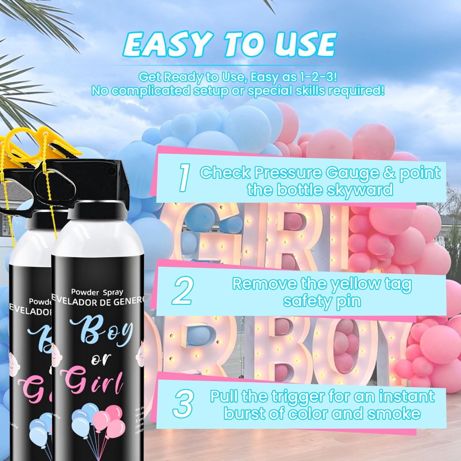 Gender Reveal Fire Extinguisher 2 Pack – Blue or Pink Smoke for Boy or Girl B…