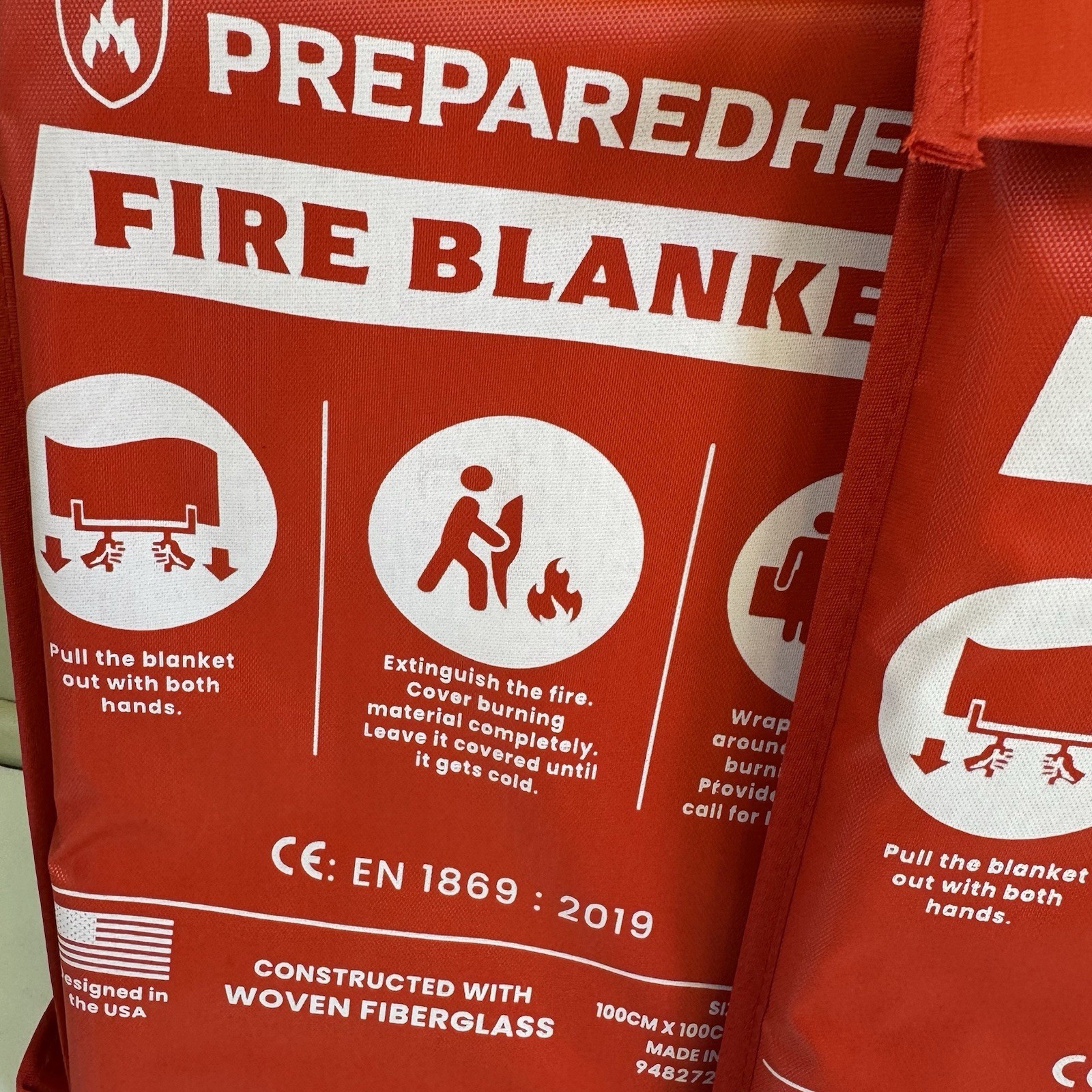 Prepared Hero Fire Blanket 39″×39″ Fiberglass Home Emergency Safety 2 Pack