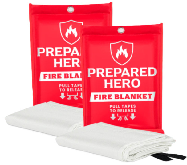 Heat Resistant Fiberglass Safety Blanket 2 Pack for Kitchen Home Camping Use