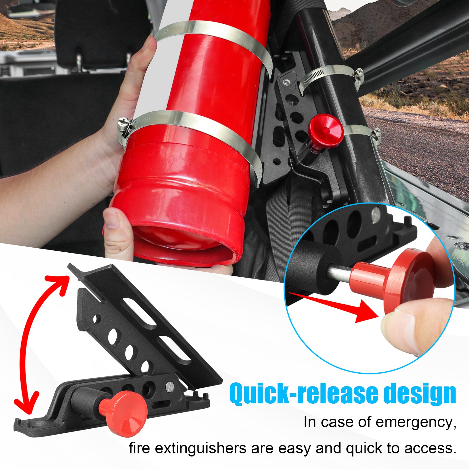 Universal Adjustable Roll Bar Fire Extinguisher Mount Holder For Jeep Wrangler