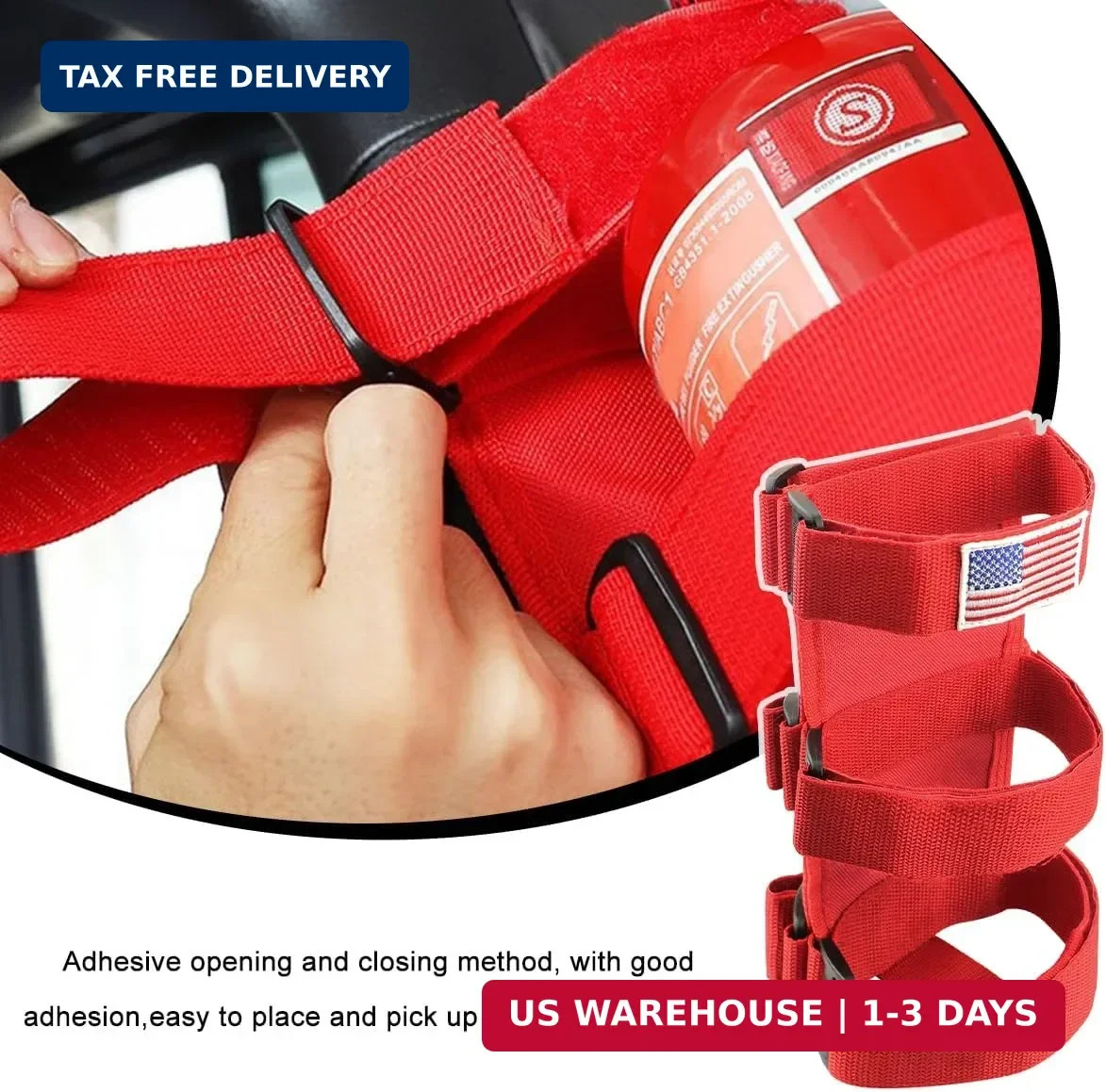 Fire Extinguisher Holder, Adjustable Roll Bar Extinguisher Fixed Belt with USA F