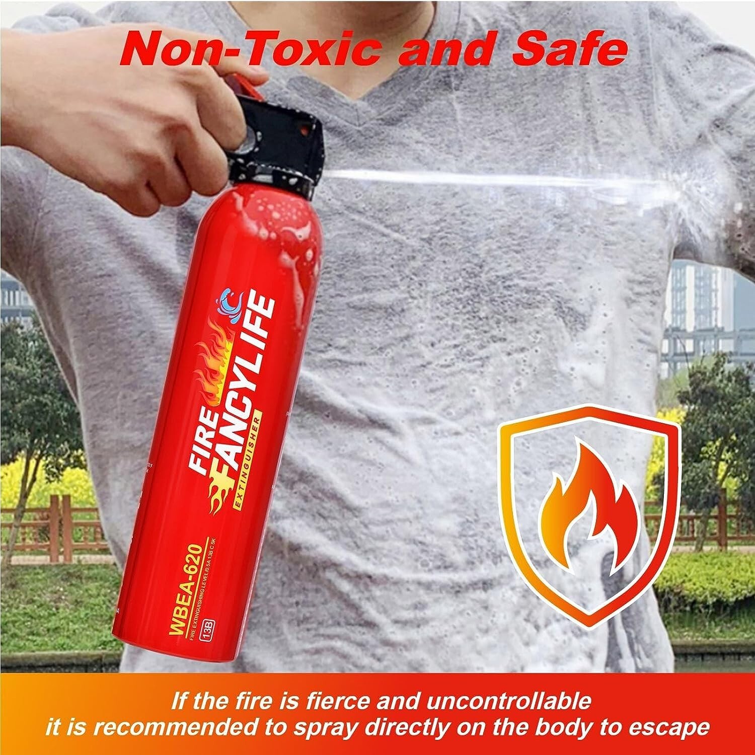 FancyLife Fire Extinguisher for Home Kitchen Car Vehicle Non-Toxic Water-Based