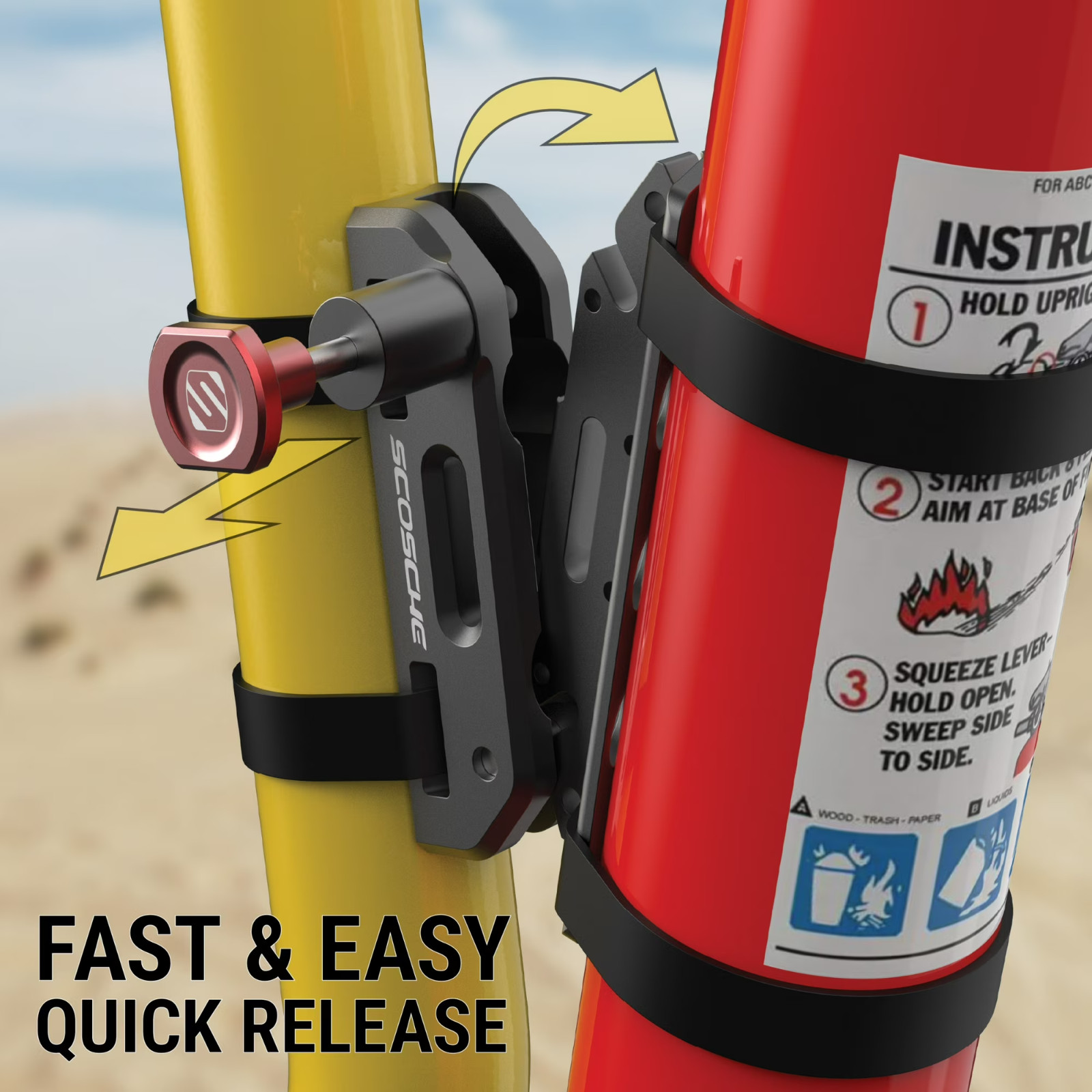 Universal Fire Extinguisher Mount, Quick Release UTV Accessories.