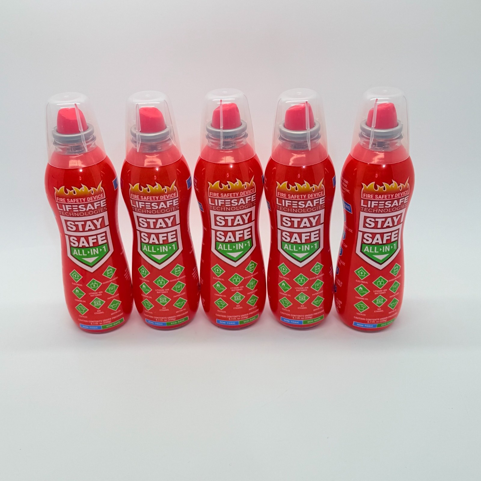 5x LifeSafe StaySafe All-in-1 Portable Fire Extinguisher Spray For Home & Travel