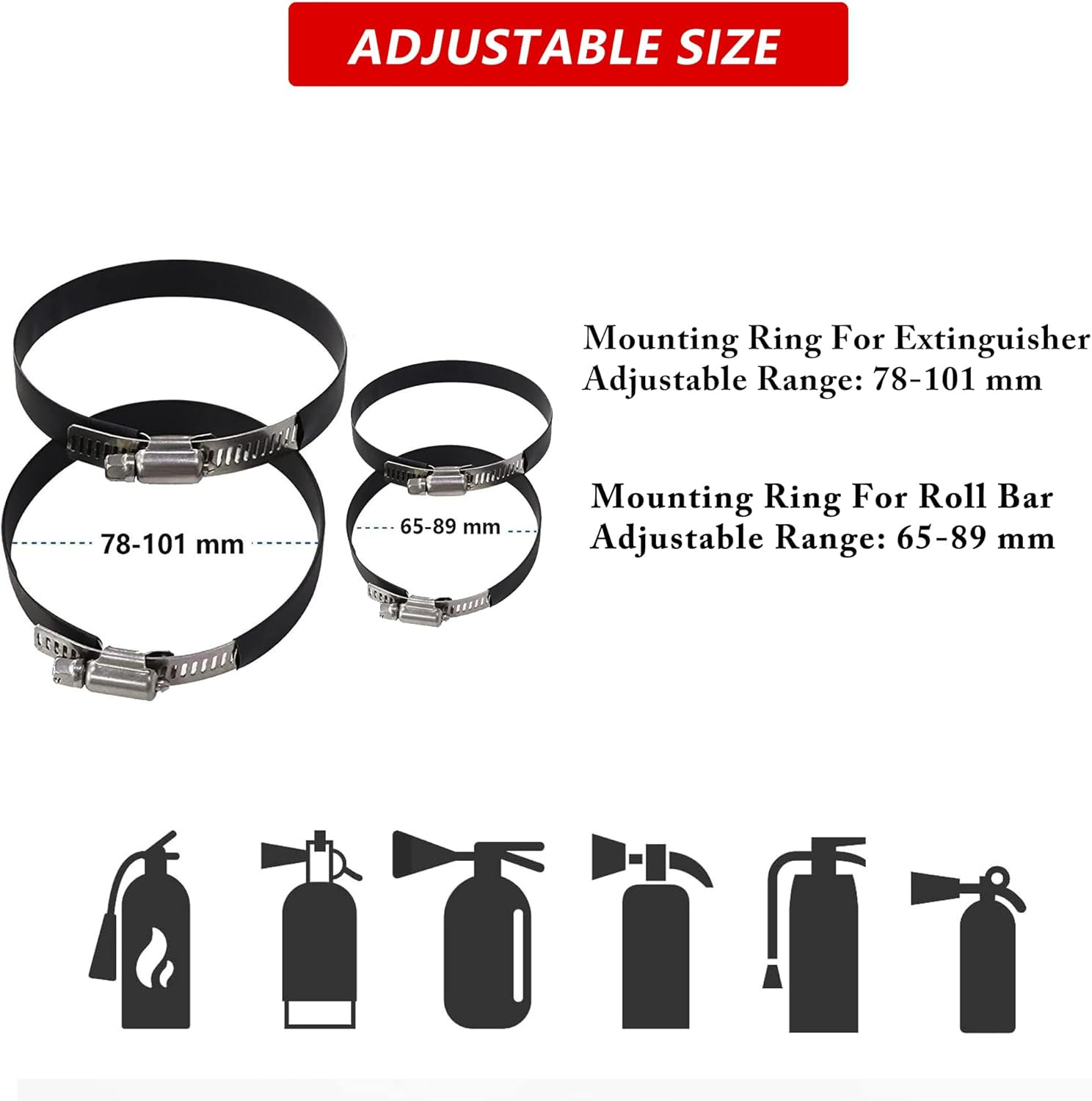 Quick Release Fire Extinguisher Mount – Aluminum Adjustable UTV Roll Bar Fire Ex