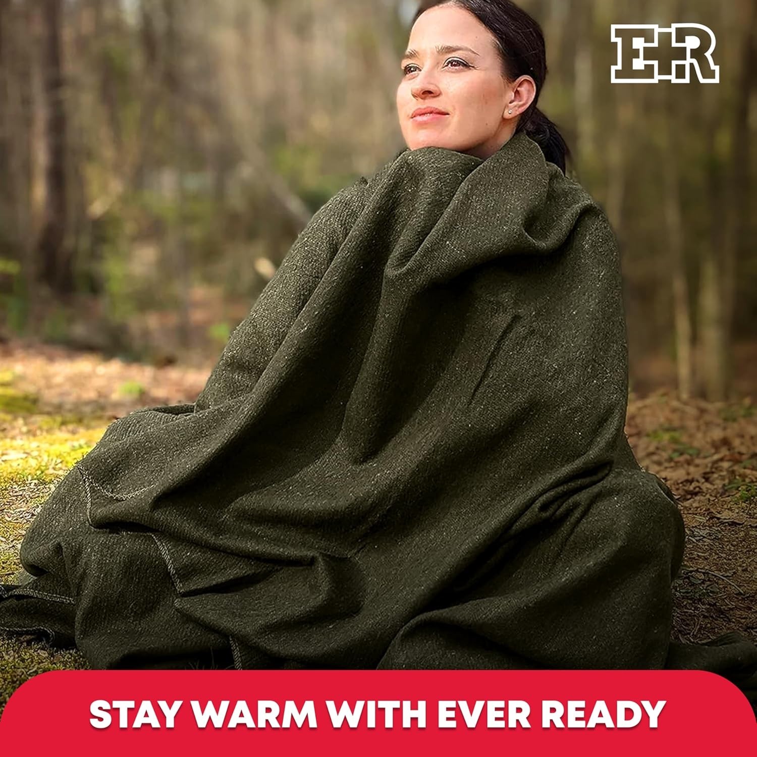 Military-Style Warm Olive Green Blanket 66″ x 90″ – Ideal for Camping & Travel