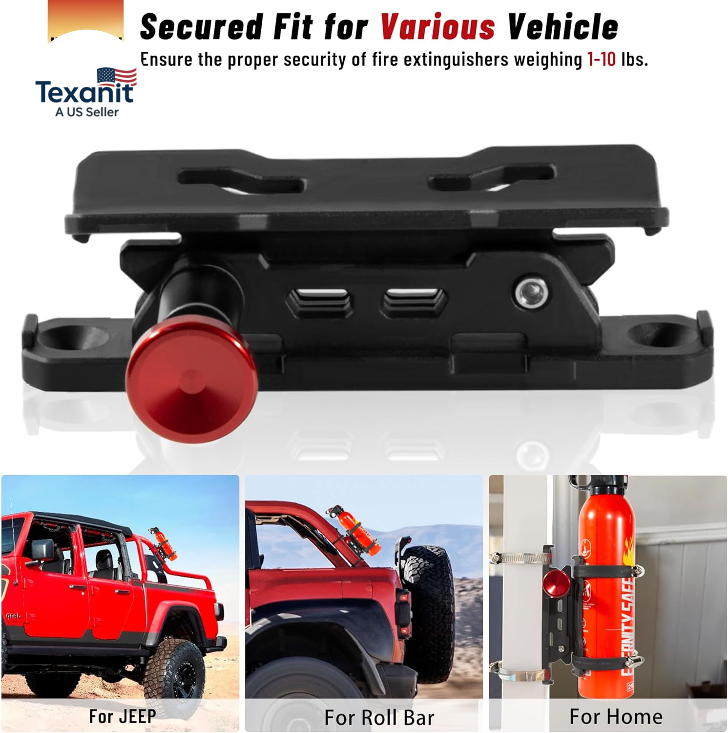 Quick Release Fire Extinguisher Mounts – 2-Pack Car Fire Extinguisher Holder Bra