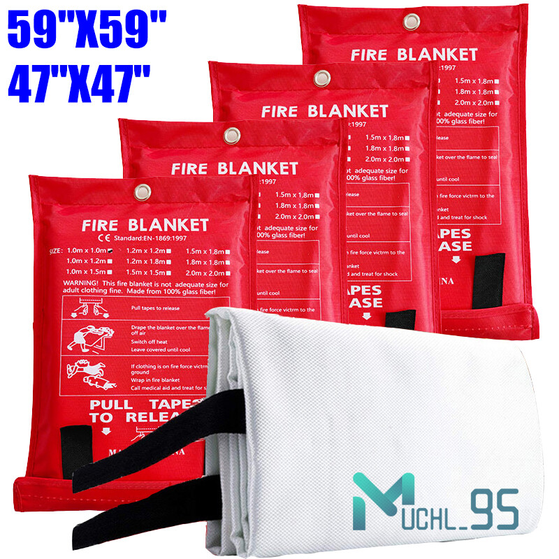 2-10X LARGE FIRE BLANKET Fiberglass Emergency Fire Suppression Blanket 59”x59”