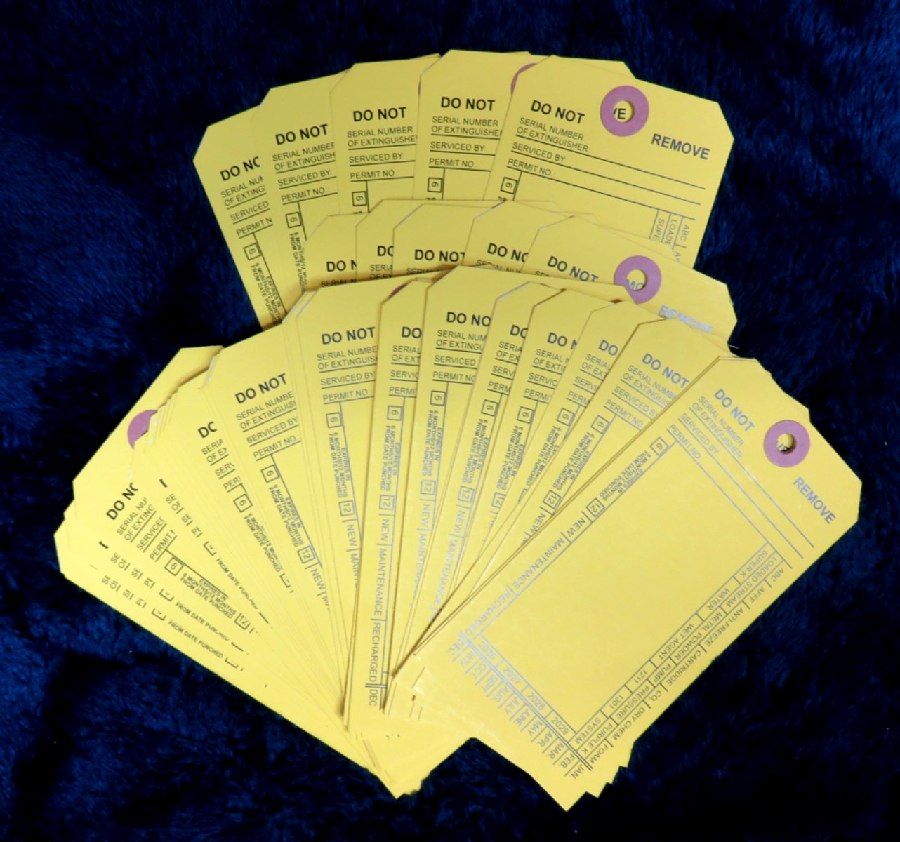 🔥🧯25 FIRE EXTINGUISHER DOUBLE SIDED INSPECTION TAGS 2023-2026 5 1/4 X 2 ½
