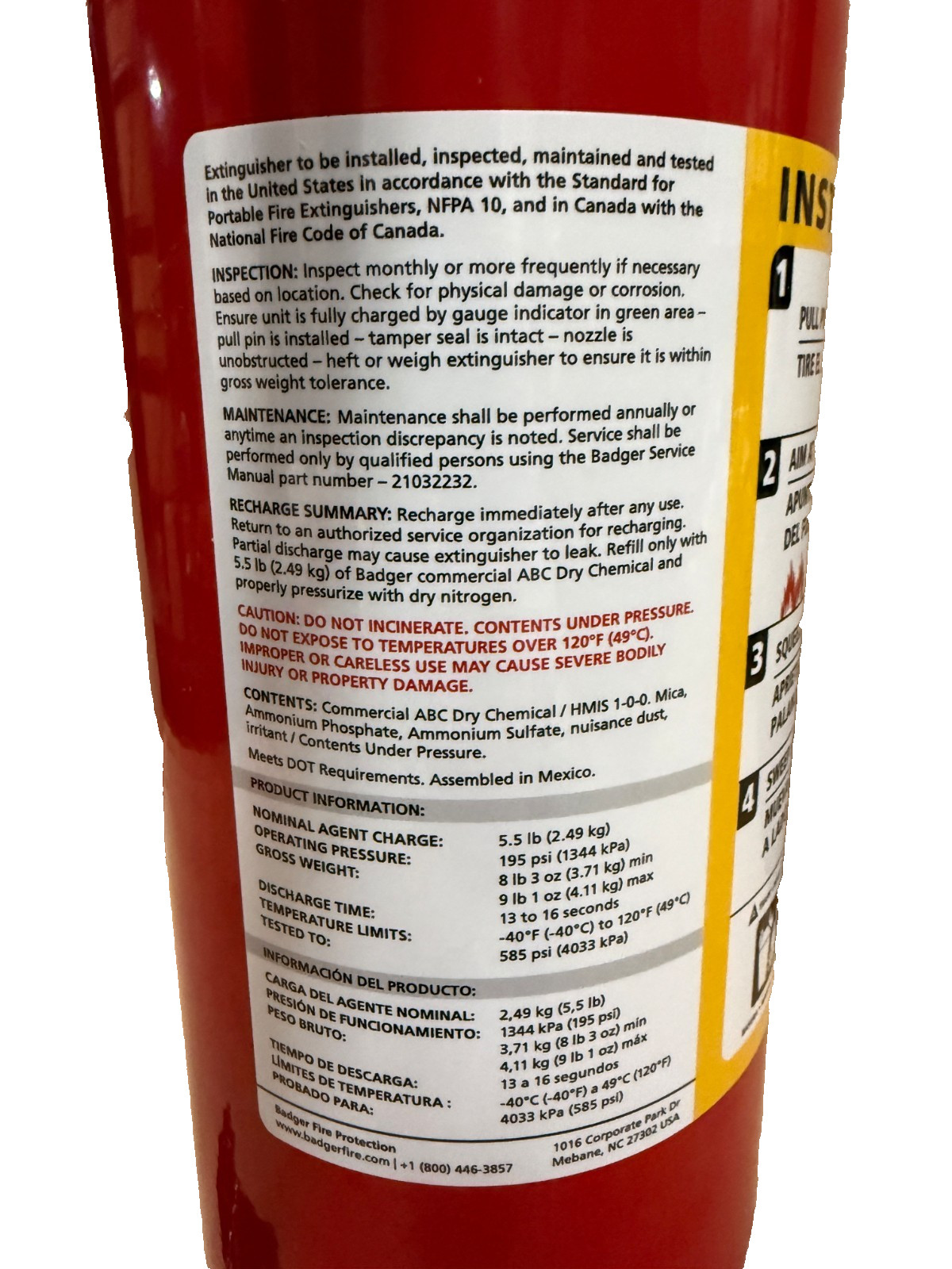 Badger 5lb Dry Chemical 3A:40B:C Fire Extinguisher 21007866 ADV-5MP-1