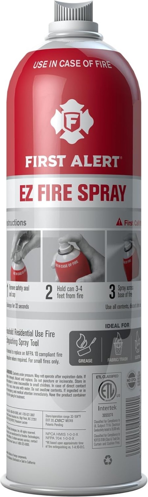 EZ Fire Spray 18oz – Portable Metal Fire Extinguisher for Kitchen, RV, and More