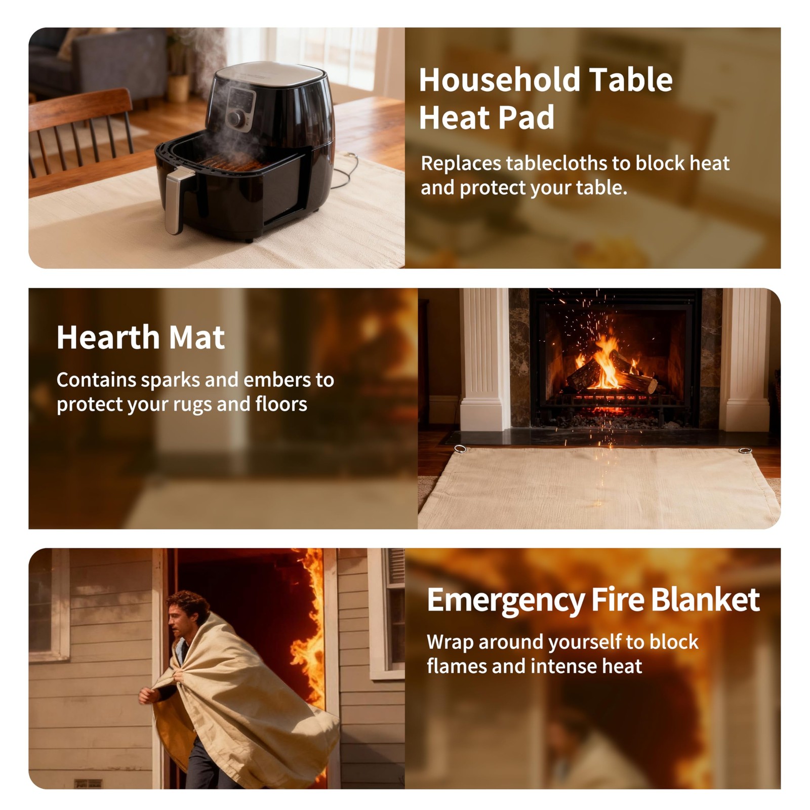 Fireproof Camping Blanket – Heat-Resistant Fiberglass Mat for Outdoor Cooking…