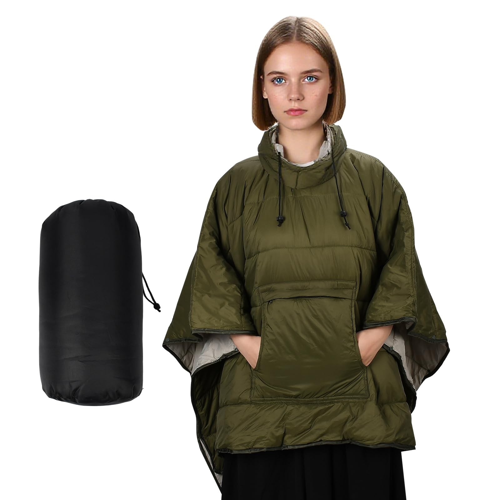 Outdoor Camping Blanket, 79” x 54” Winter Poncho Coat Warmth Small Quilt Bl…